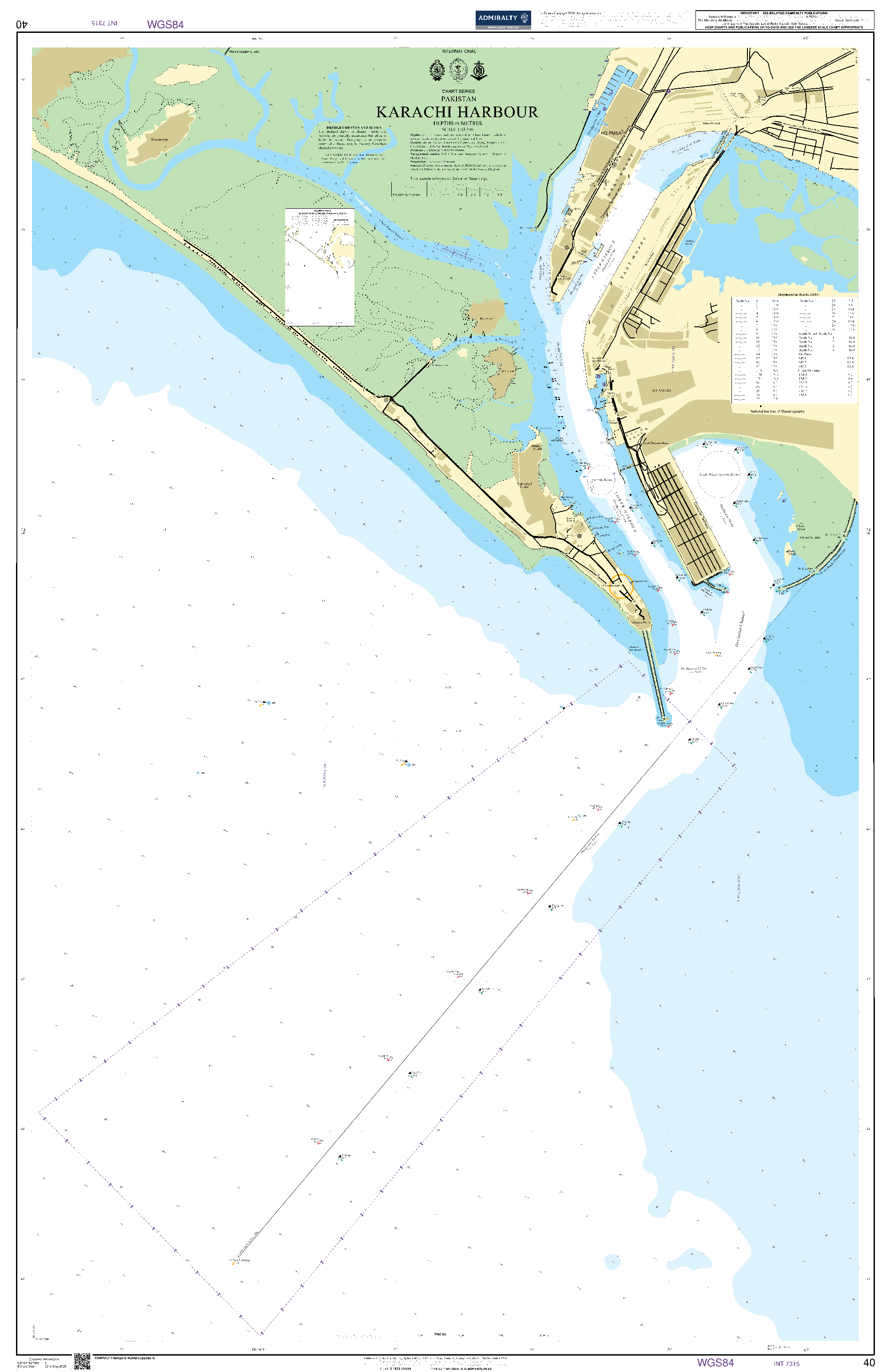 British Admiralty Nautical Chart 40: Karachi Harbour