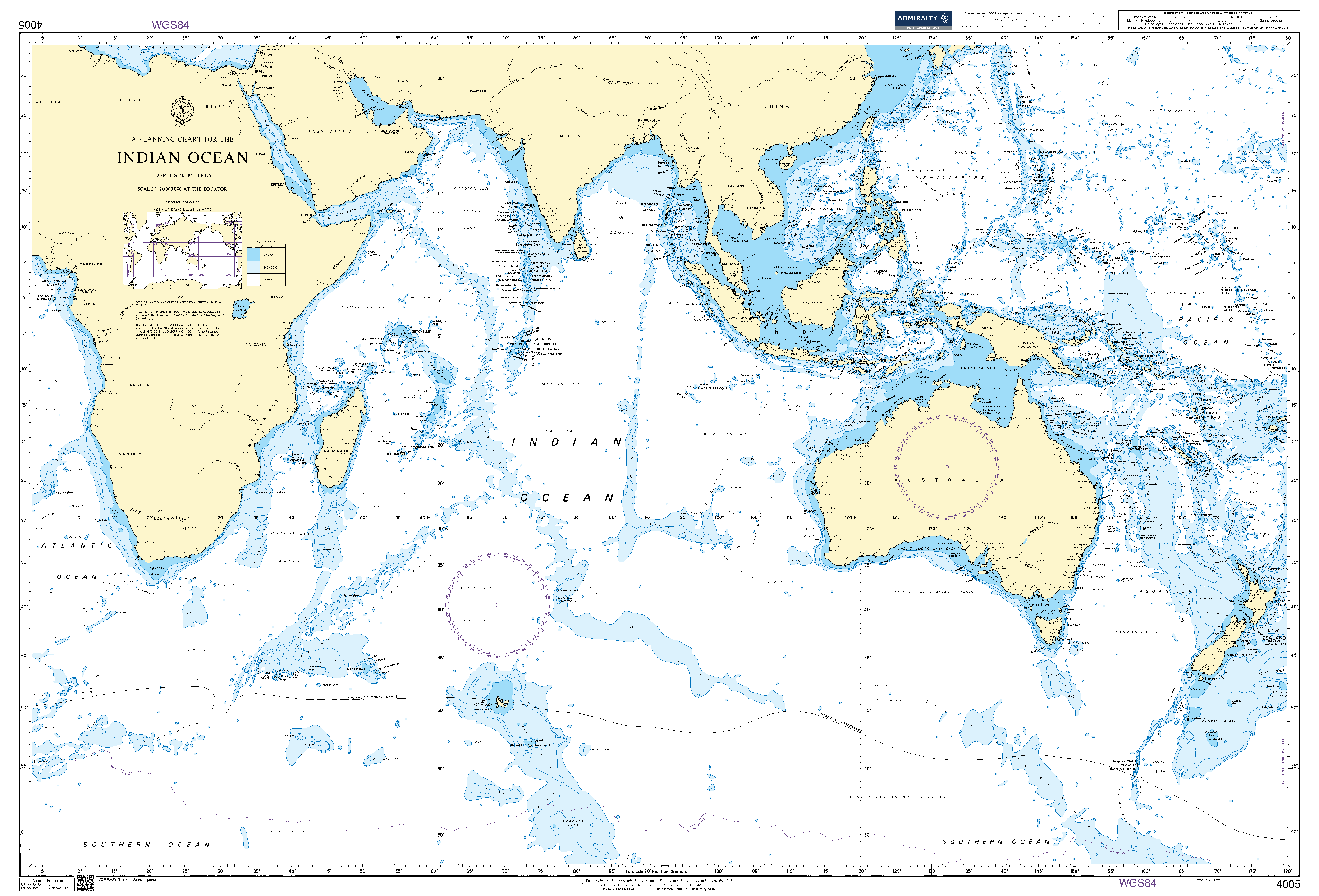 British Admiralty Nautical Chart  4005: A Planning Chart for the Indian Ocean