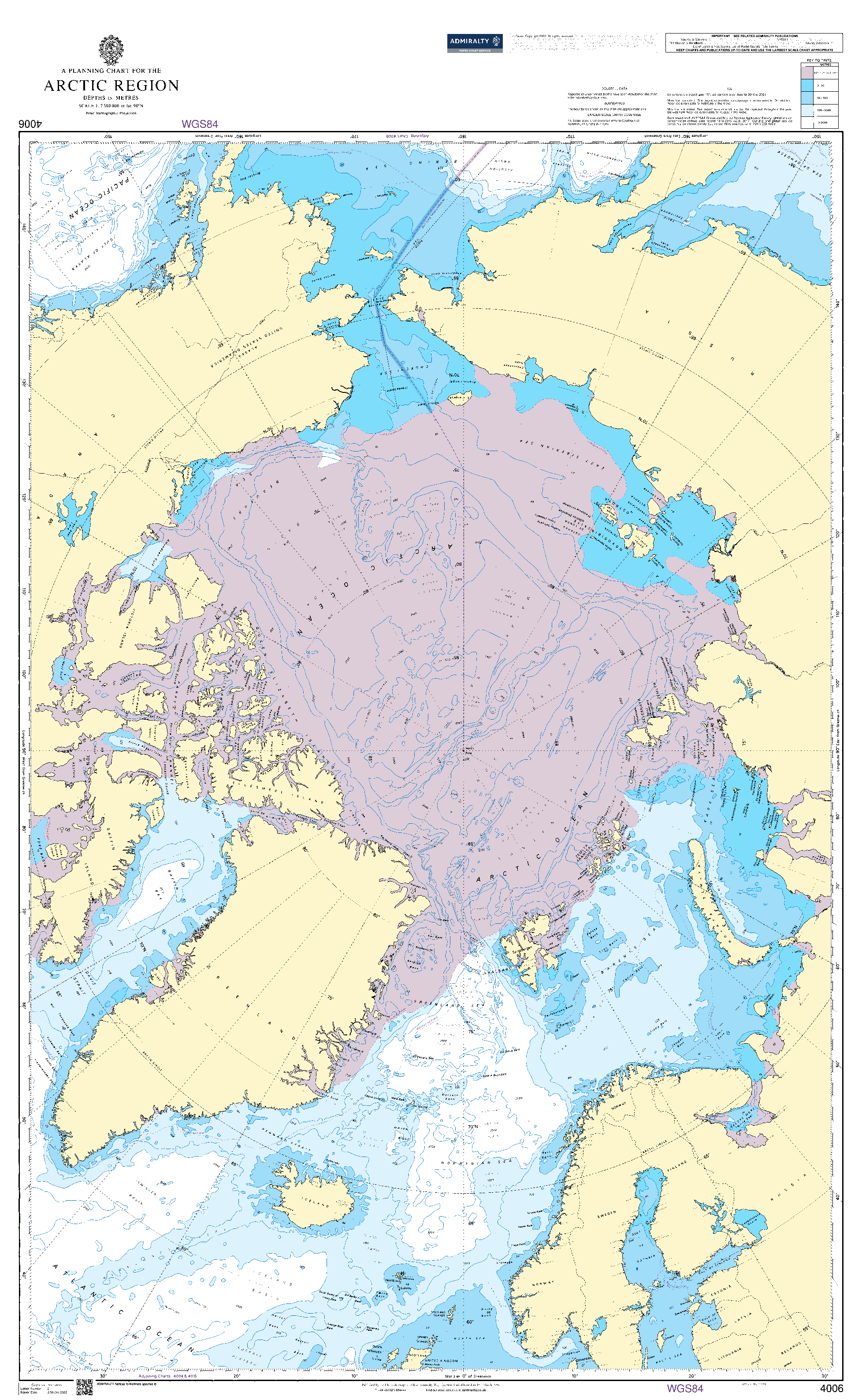 British Admiralty Nautical Chart  4006: A Planning Chart for the Arctic Region