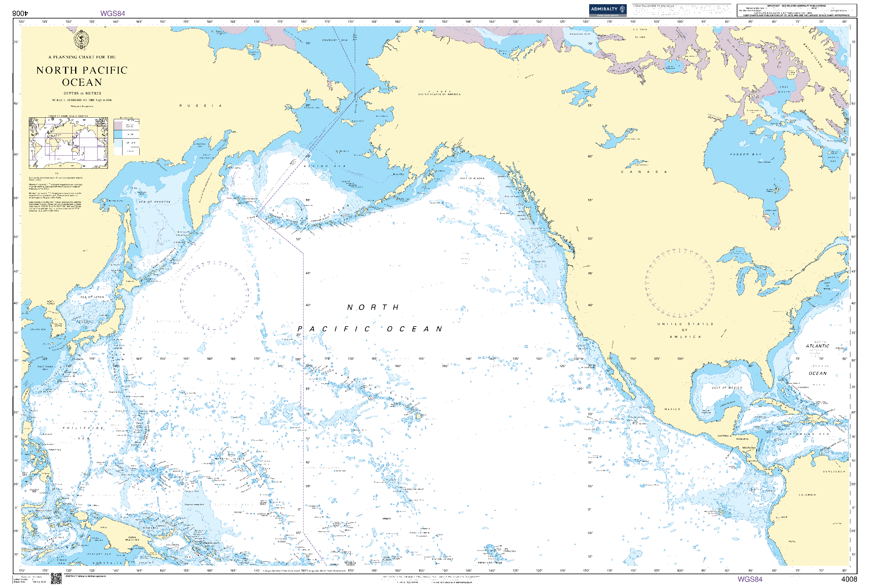 British Admiralty Nautical Chart  4008: A Planning Chart for the North Pacific Ocean