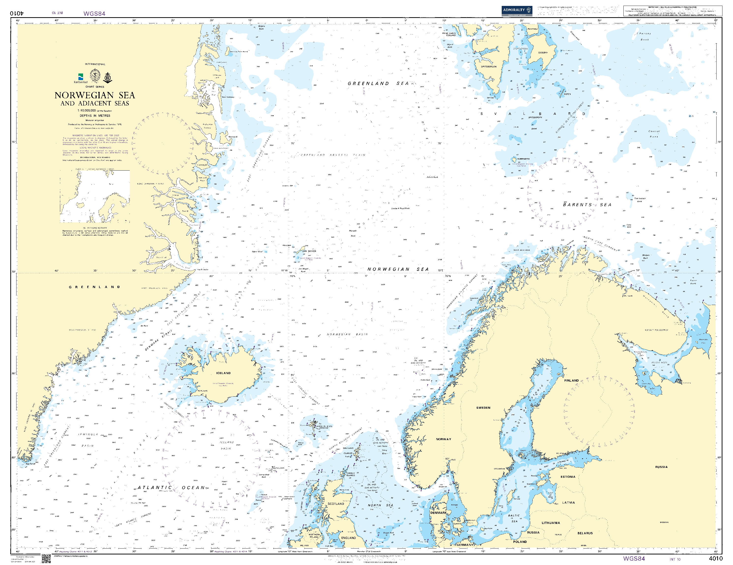 British Admiralty Nautical Chart 4010: Norwegian Sea and Adjacent Seas
