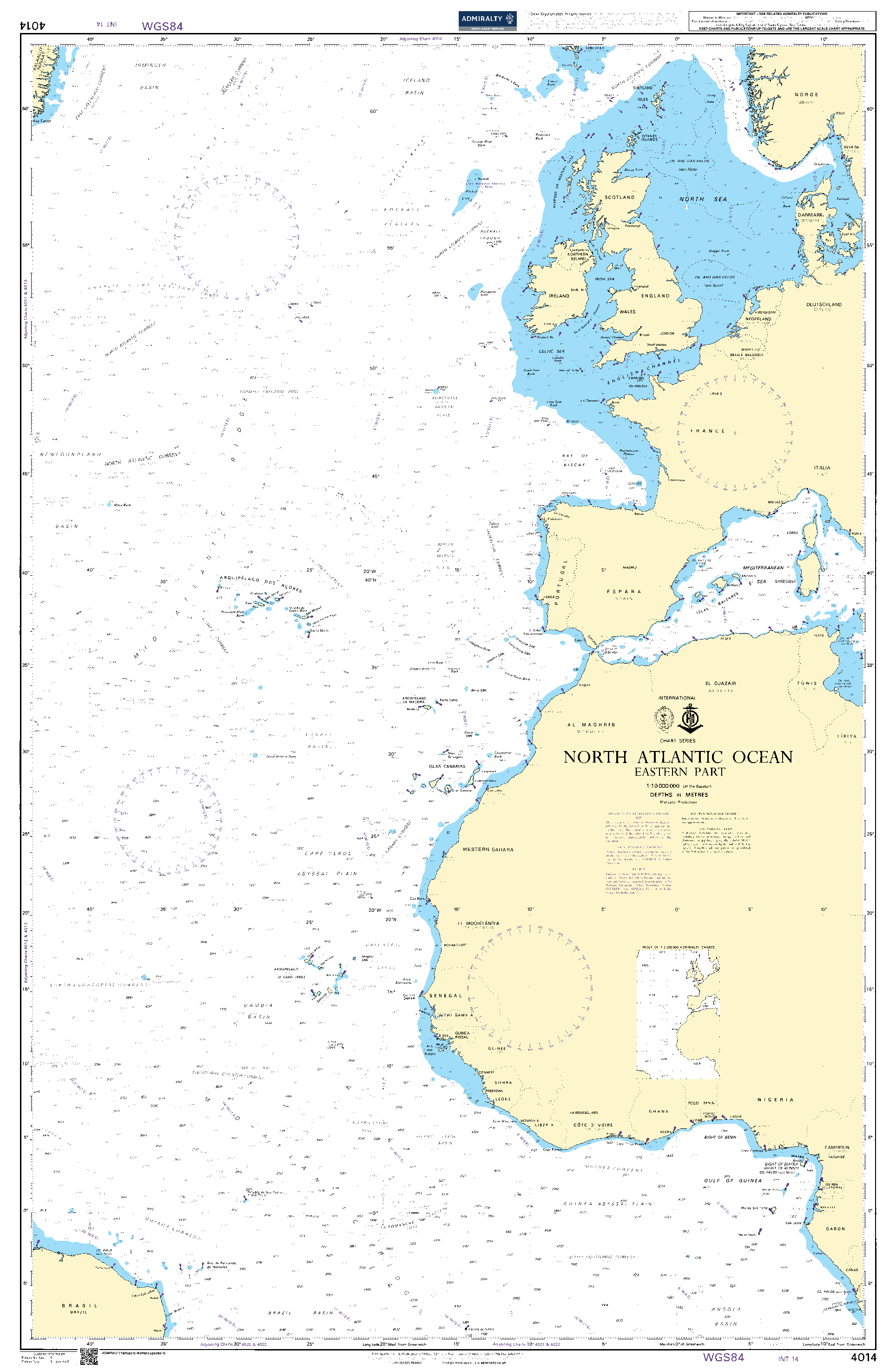 British Admiralty Nautical Chart  4014: North Atlantic Ocean Eastern Part