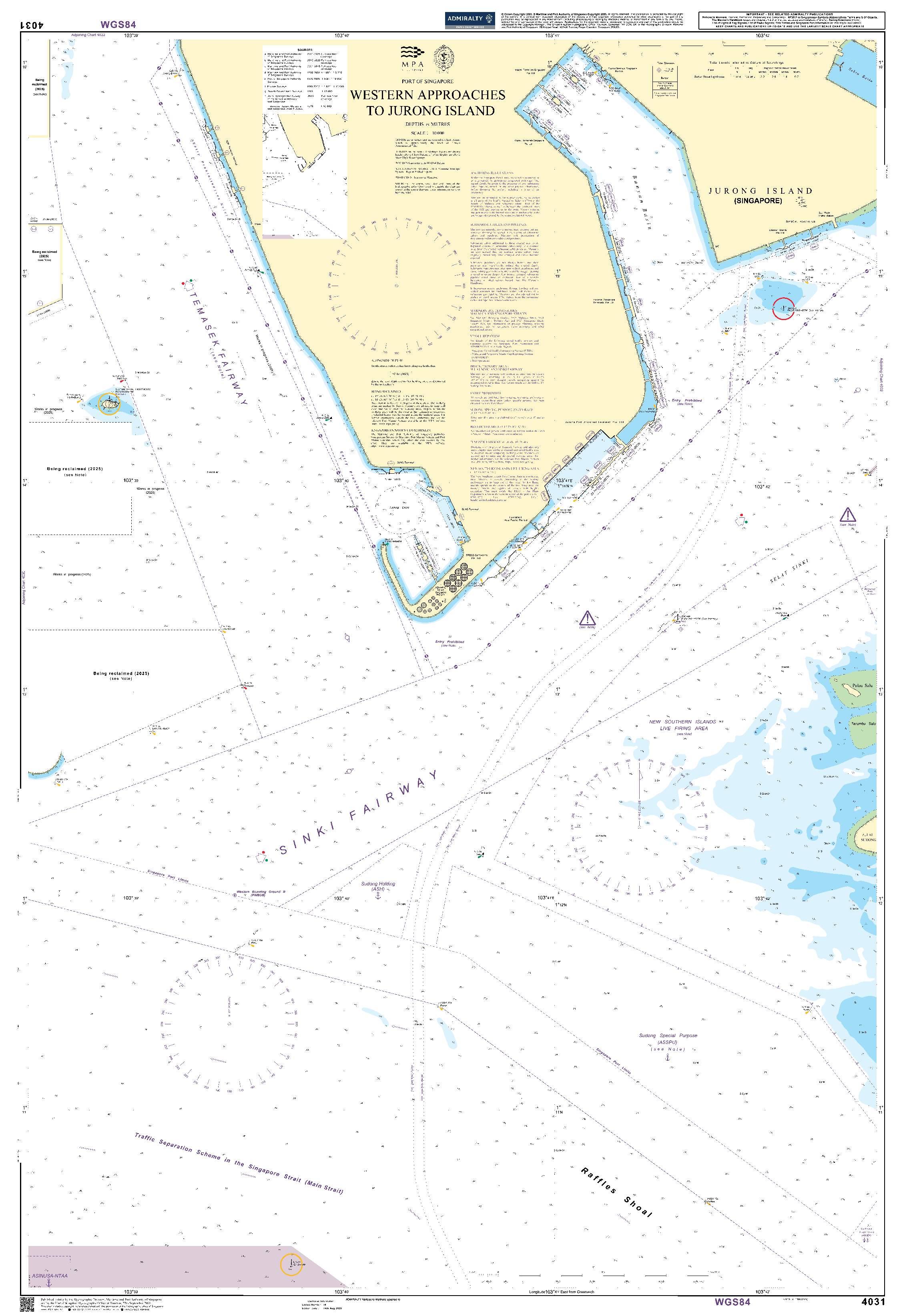 British Admiralty Nautical Chart 4031: Port of Singapore, Western Approaches to Jurong Island