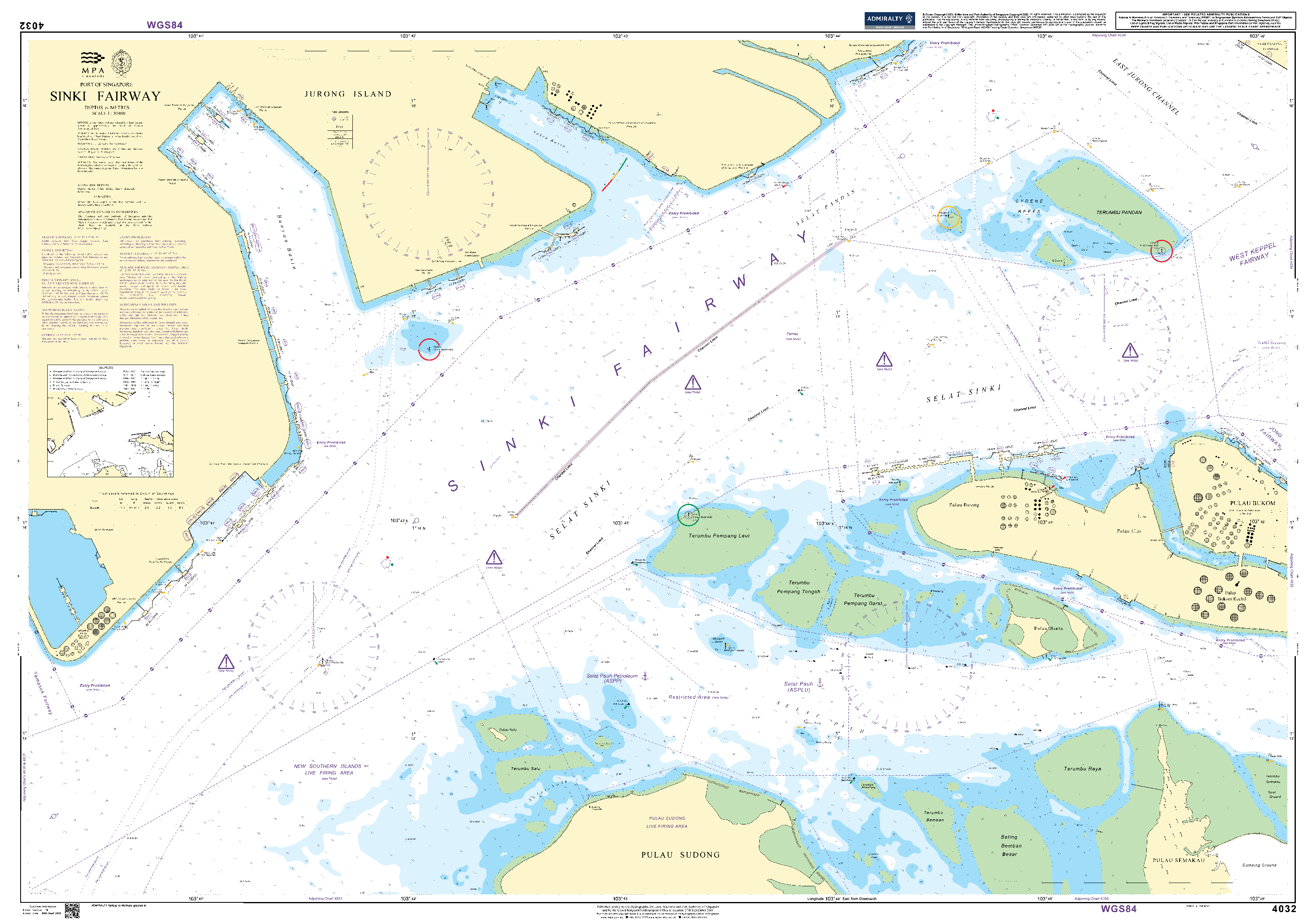 British Admiralty Nautical Chart 4032: Port of Singapore, Sinki Fairway