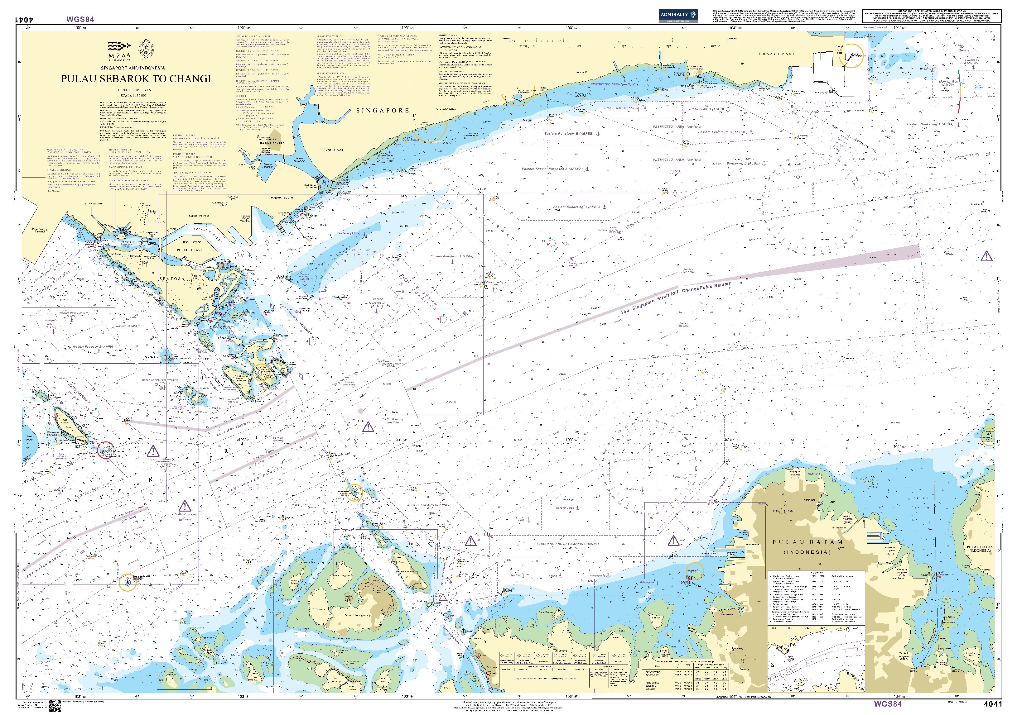 British Admiralty Nautical Chart 4041: Singapore and Indonesia, Pulau Sebarok to Changi