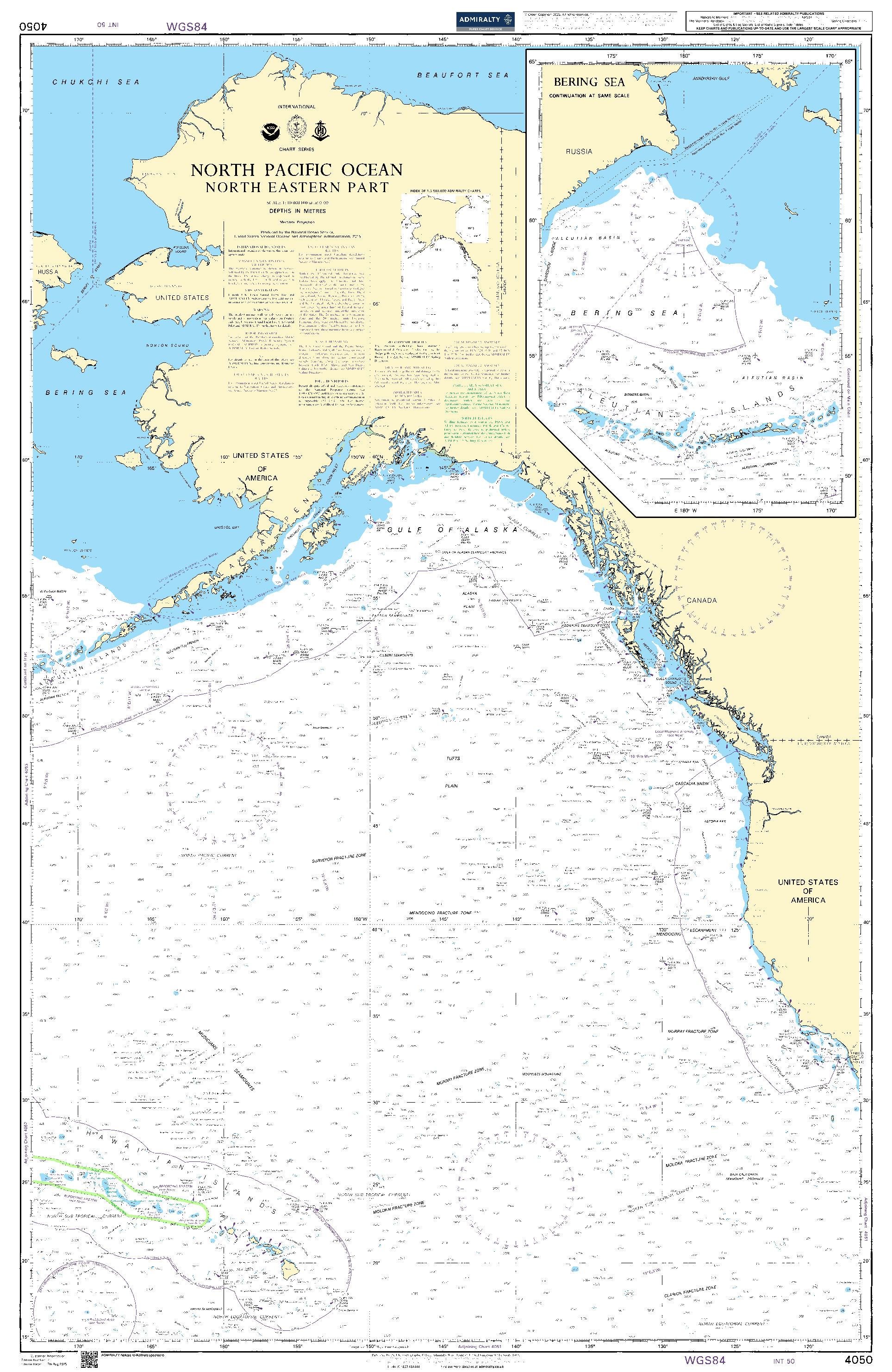British Admiralty Nautical Chart 4050: North Pacific Ocean North Eastern Part