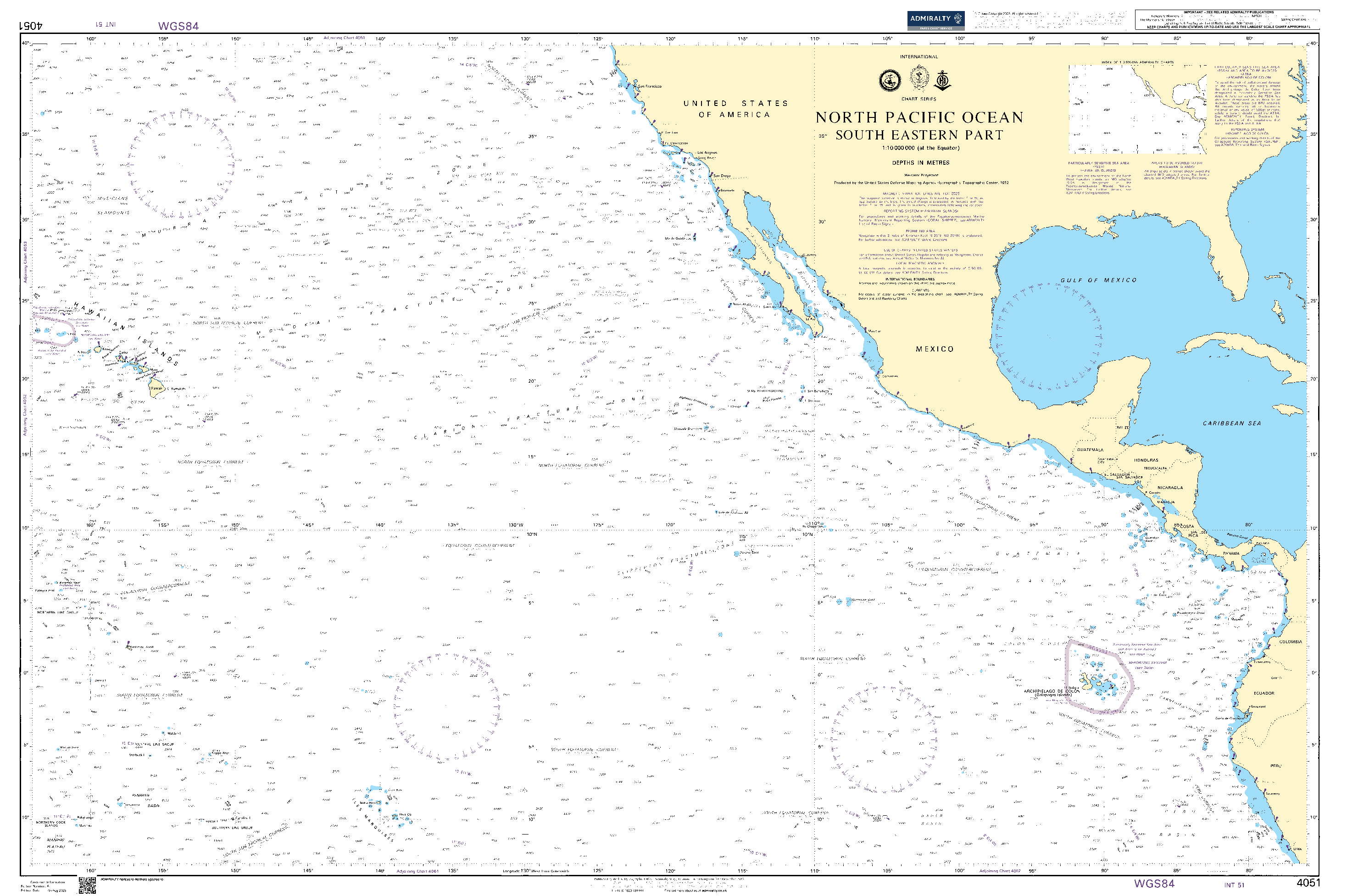 British Admiralty Nautical Chart 4051: North Pacific Ocean South Eastern Part