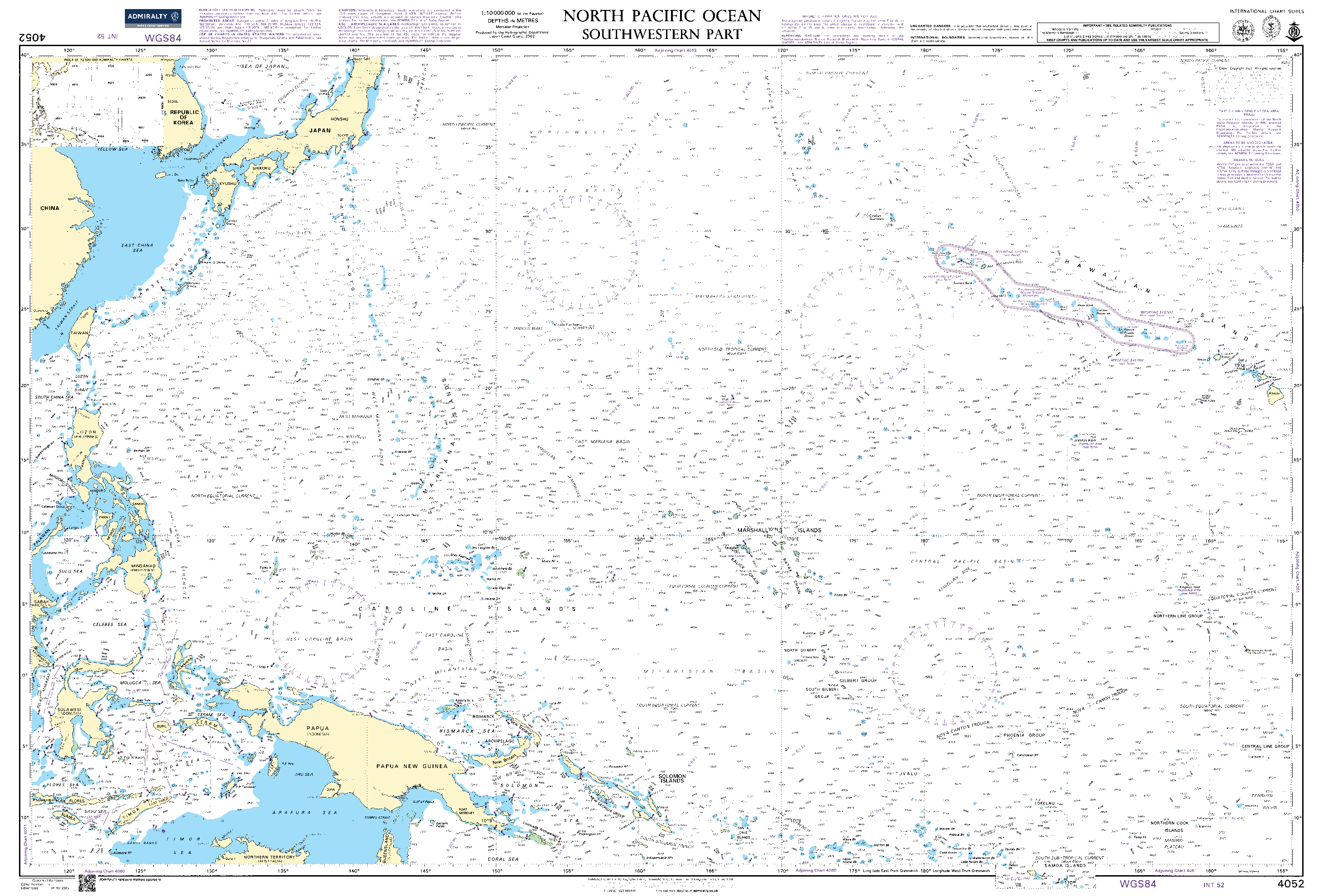 British Admiralty Nautical Chart  4052: North Pacific Ocean Southwestern Part