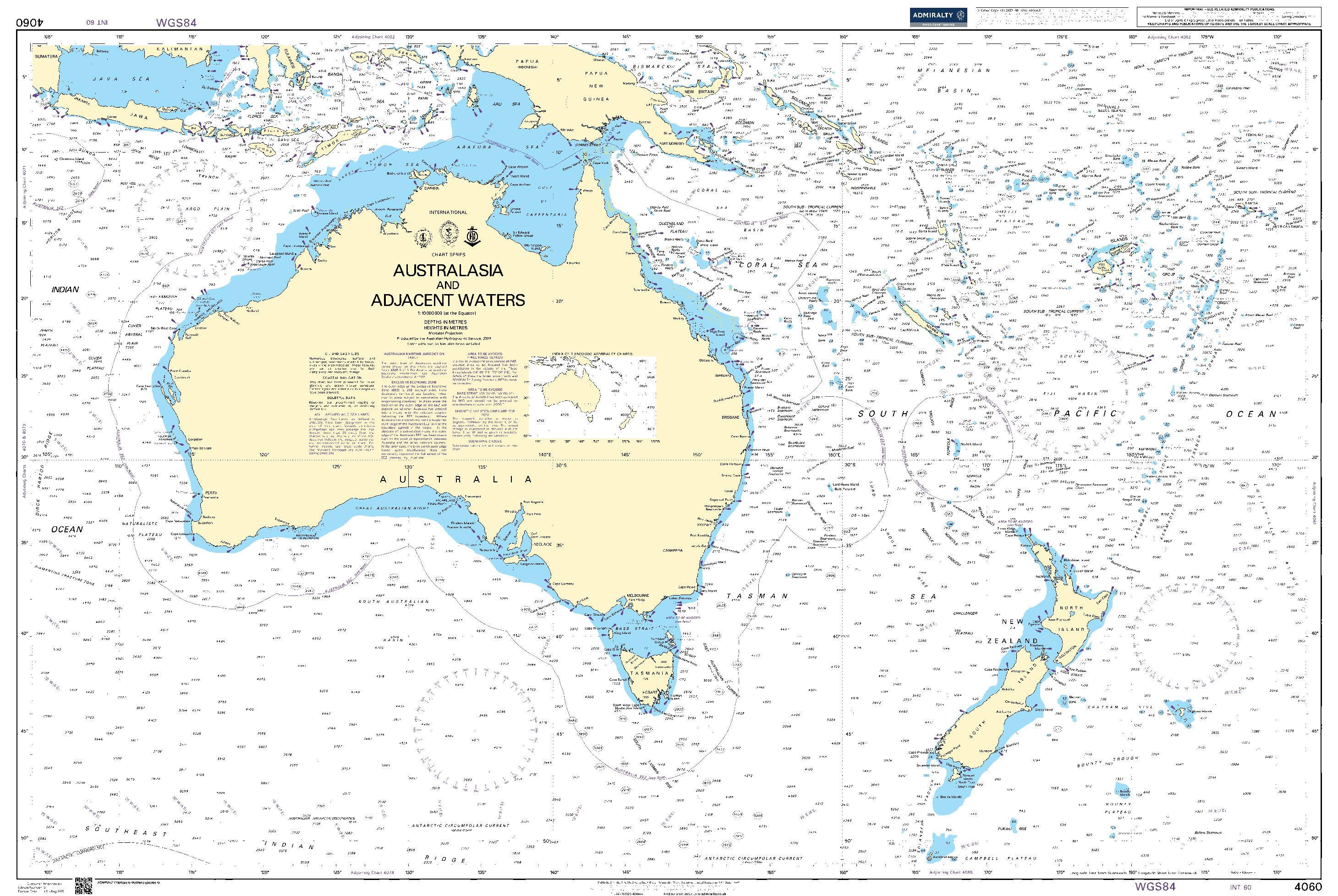 British Admiralty Nautical Chart 4060: Australasia and Adjacent Waters