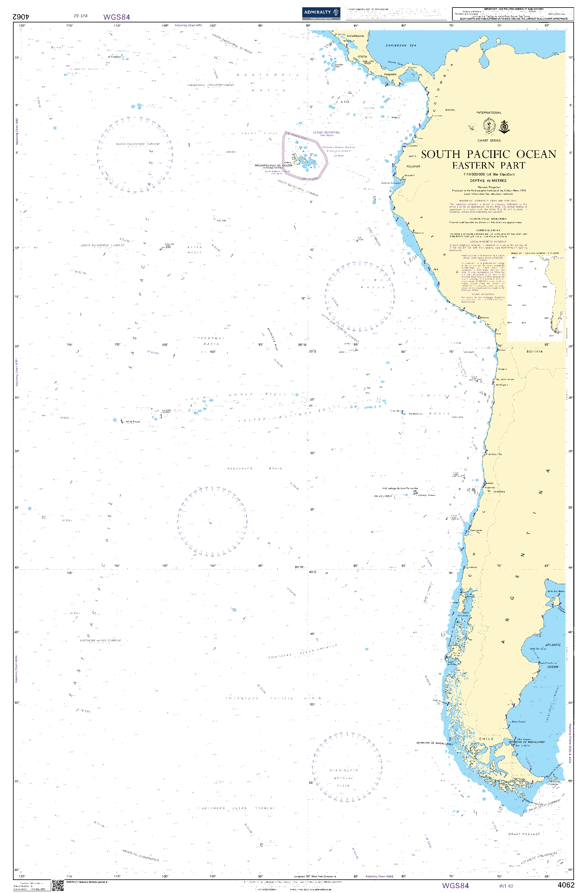 British Admiralty Nautical Chart  4062: South Pacific Ocean Eastern Part