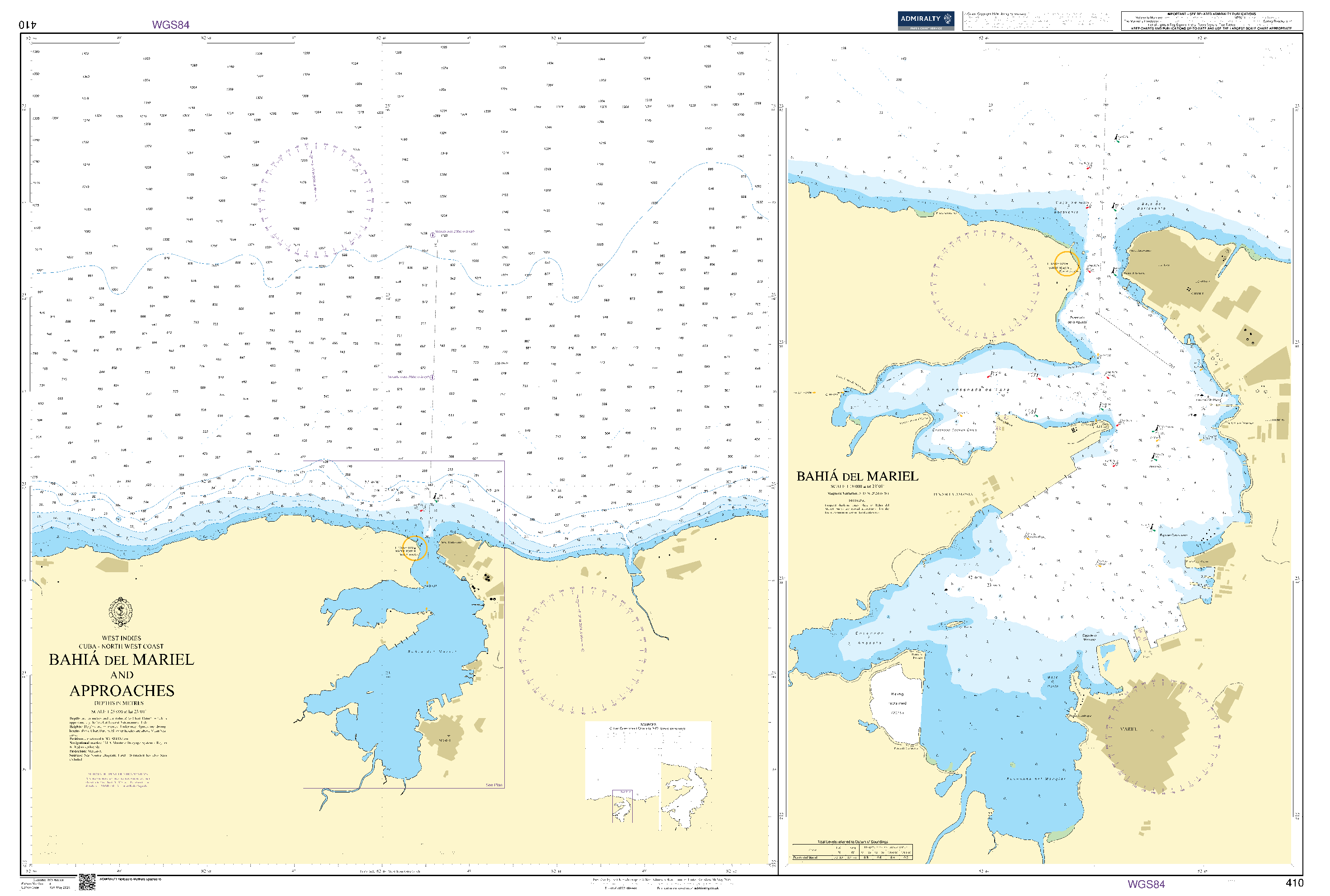 British Admiralty Nautical Chart 410: West Indies – Cuba – North West Coast, Bahiá del Mariel and Approaches