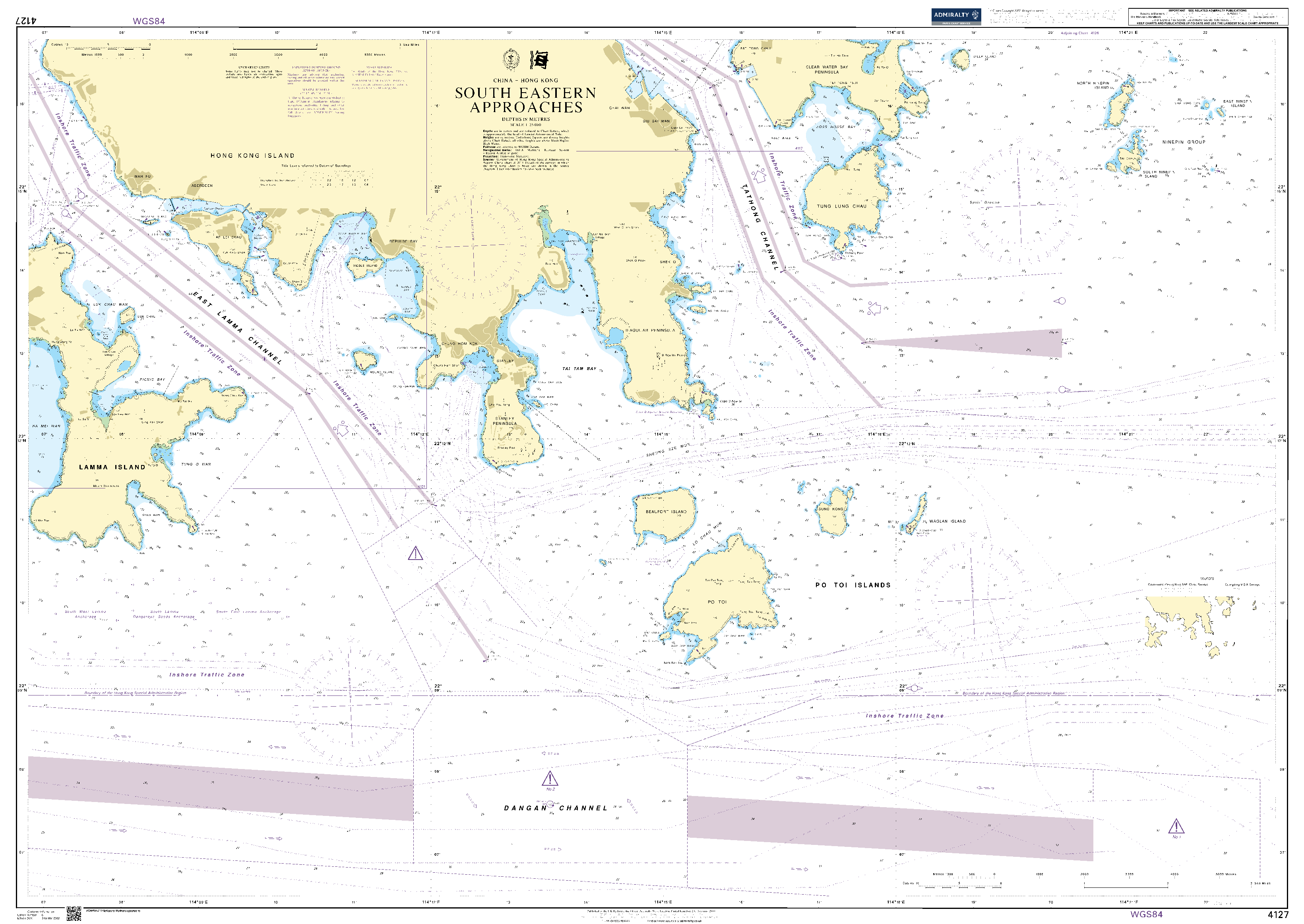 British Admiralty Nautical Chart 4127: China - Hong Kong, South Eastern Approaches