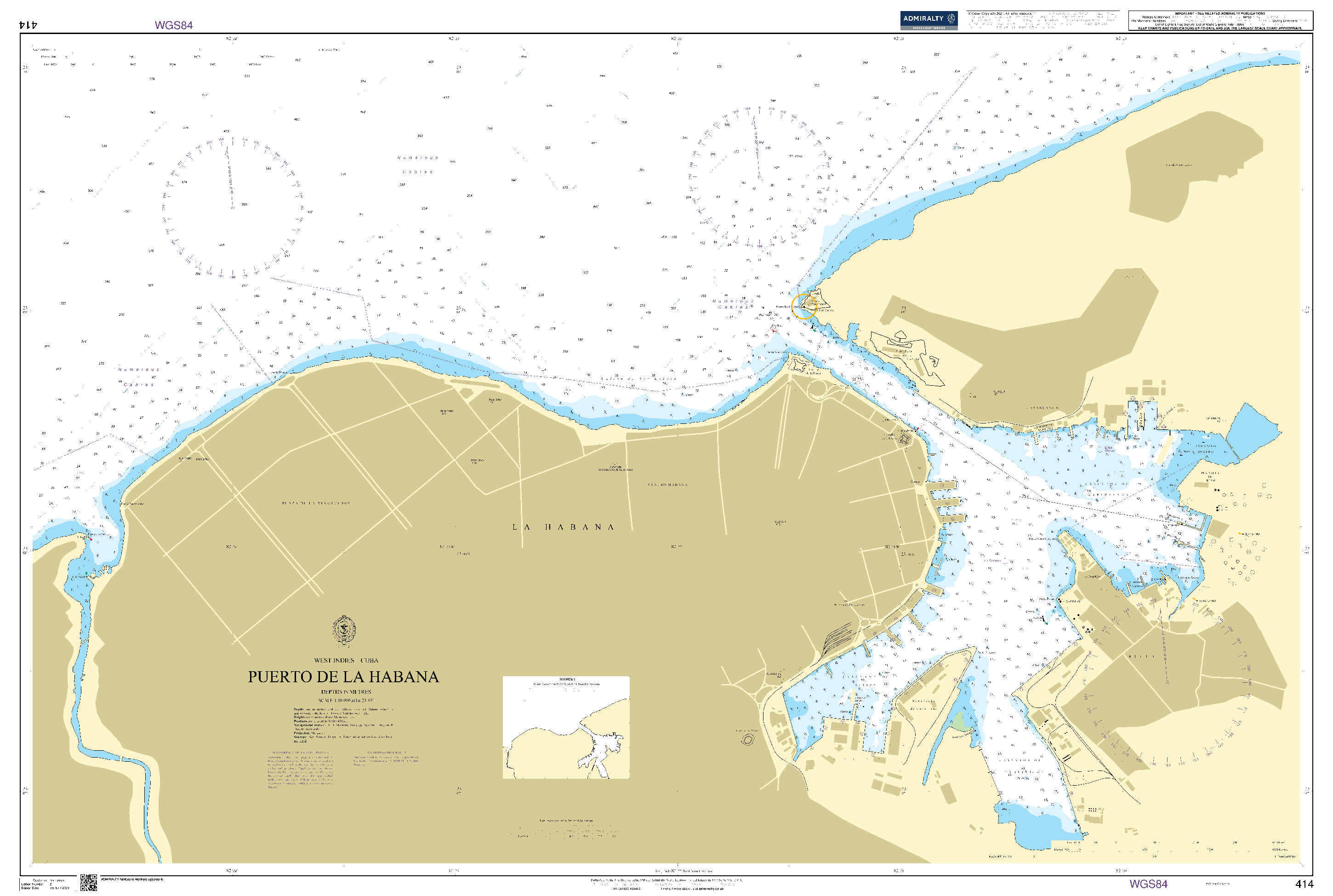British Admiralty Nautical Chart 414: West Indies – Cuba, Puerto de La Habana