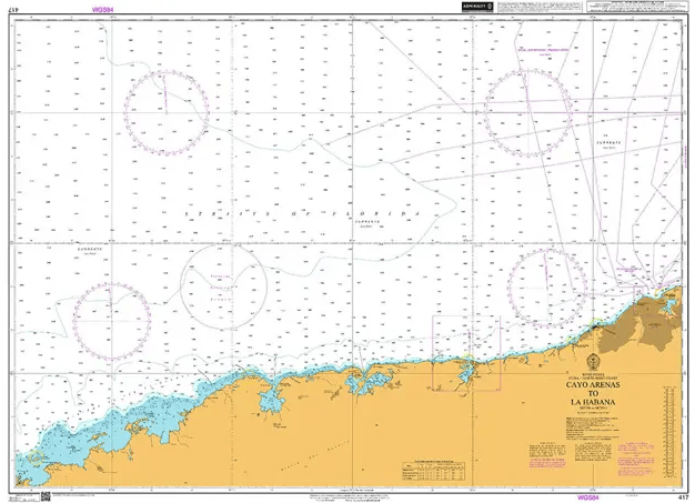 British Admiralty Nautical Chart 417: West Indies – Cuba – North West Coast, Cayo Arenas to La Habana