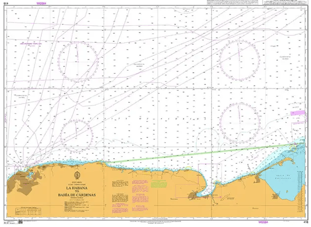 British Admiralty Nautical Chart 418: West Indies - Cuba - North Coast, La Habana to Bahía de Cárdenas