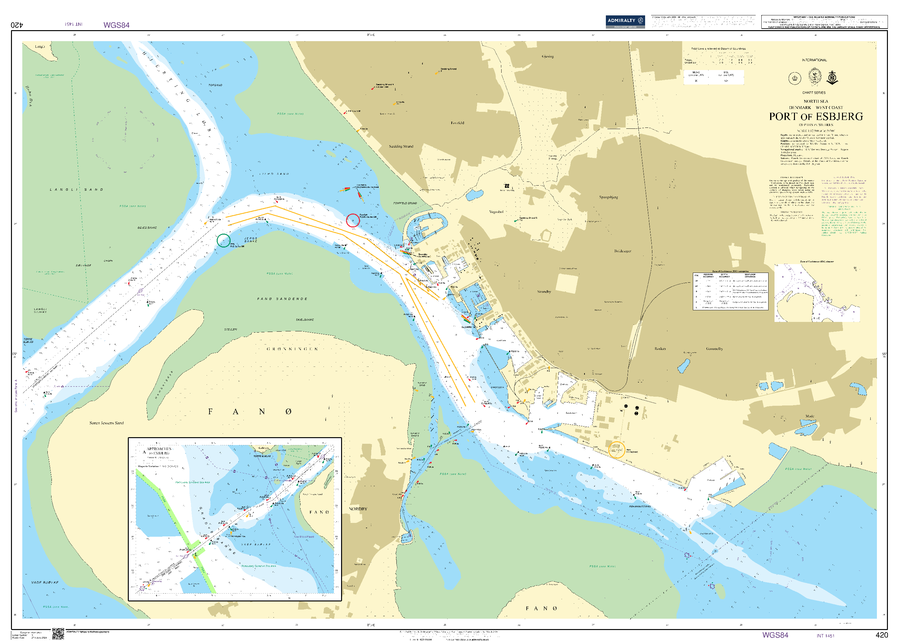 British Admiralty Nautical Chart 420: North Sea - Denmark - West Coast, Port of Esbjerg