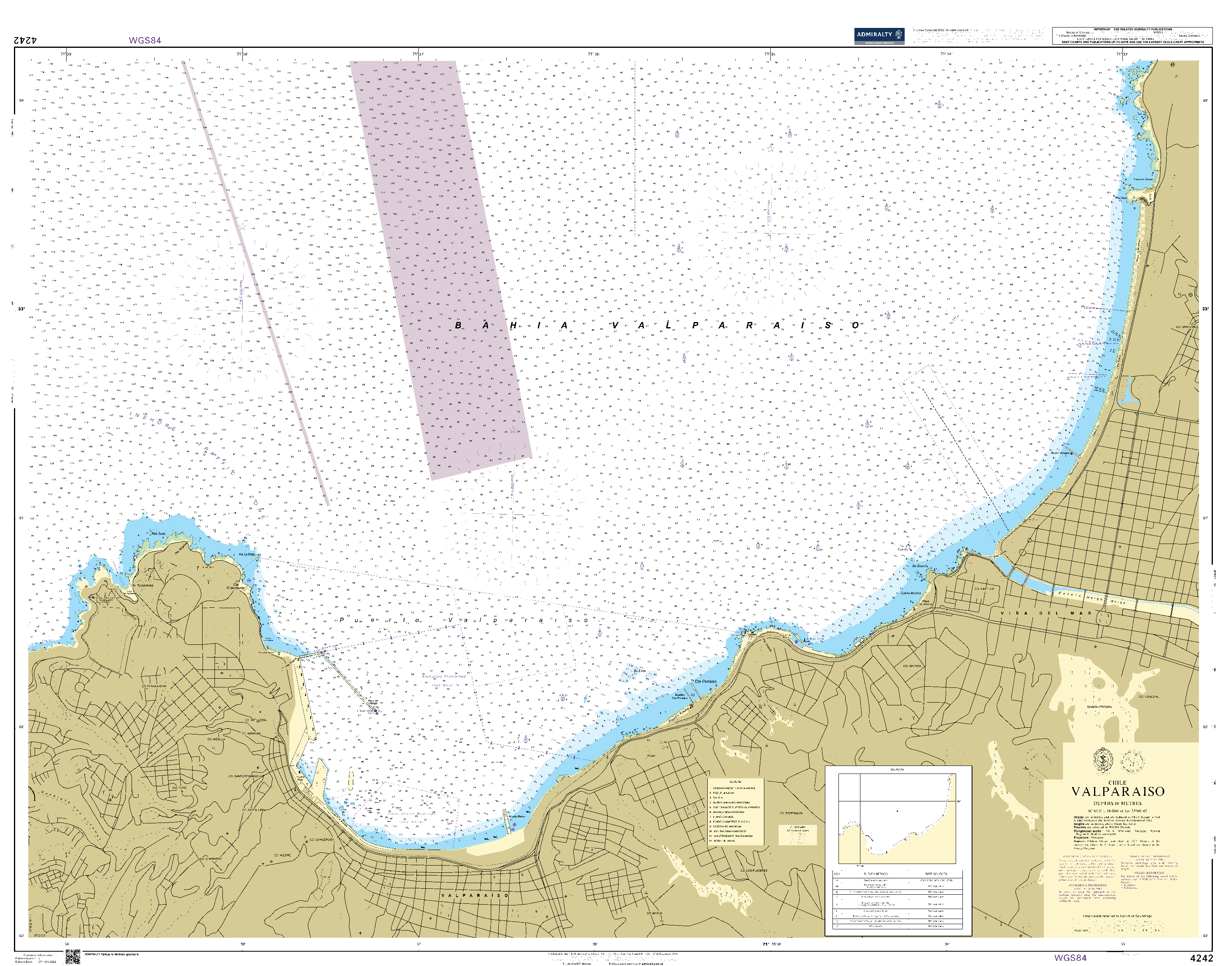 British Admiralty Nautical Chart 4242: Chile, Valparaiso