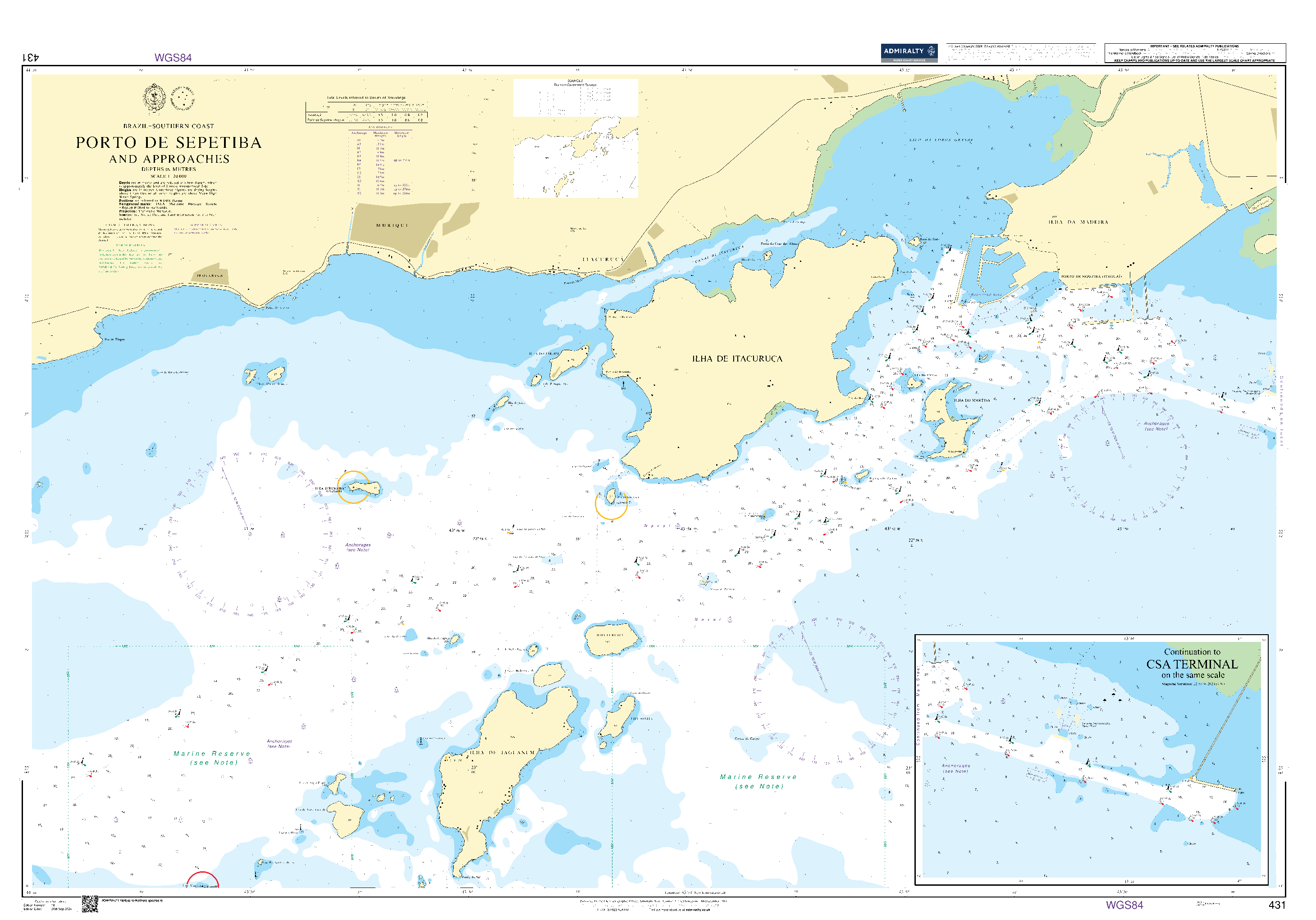 British Admiralty Nautical Chart  431: Brazil – Southern Coast, Porto de Sepetiba and Approaches