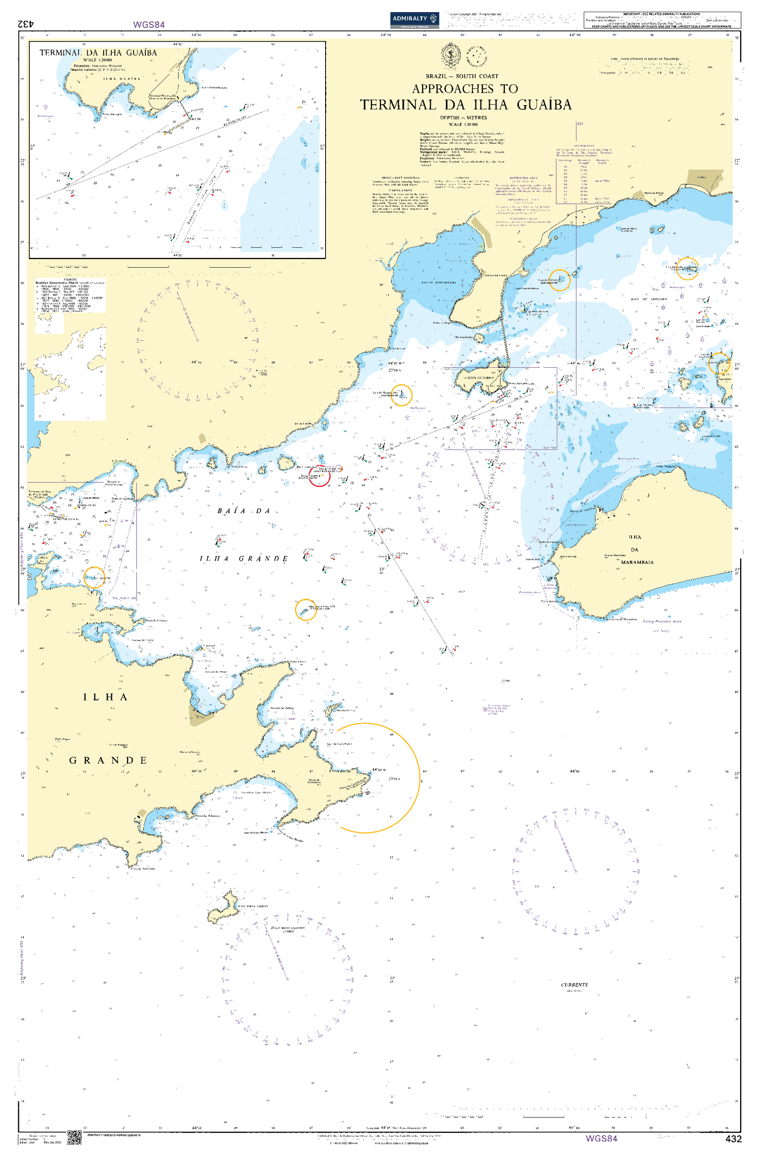 British Admiralty Nautical Chart 432: Ilha Guaiba - Amnautical