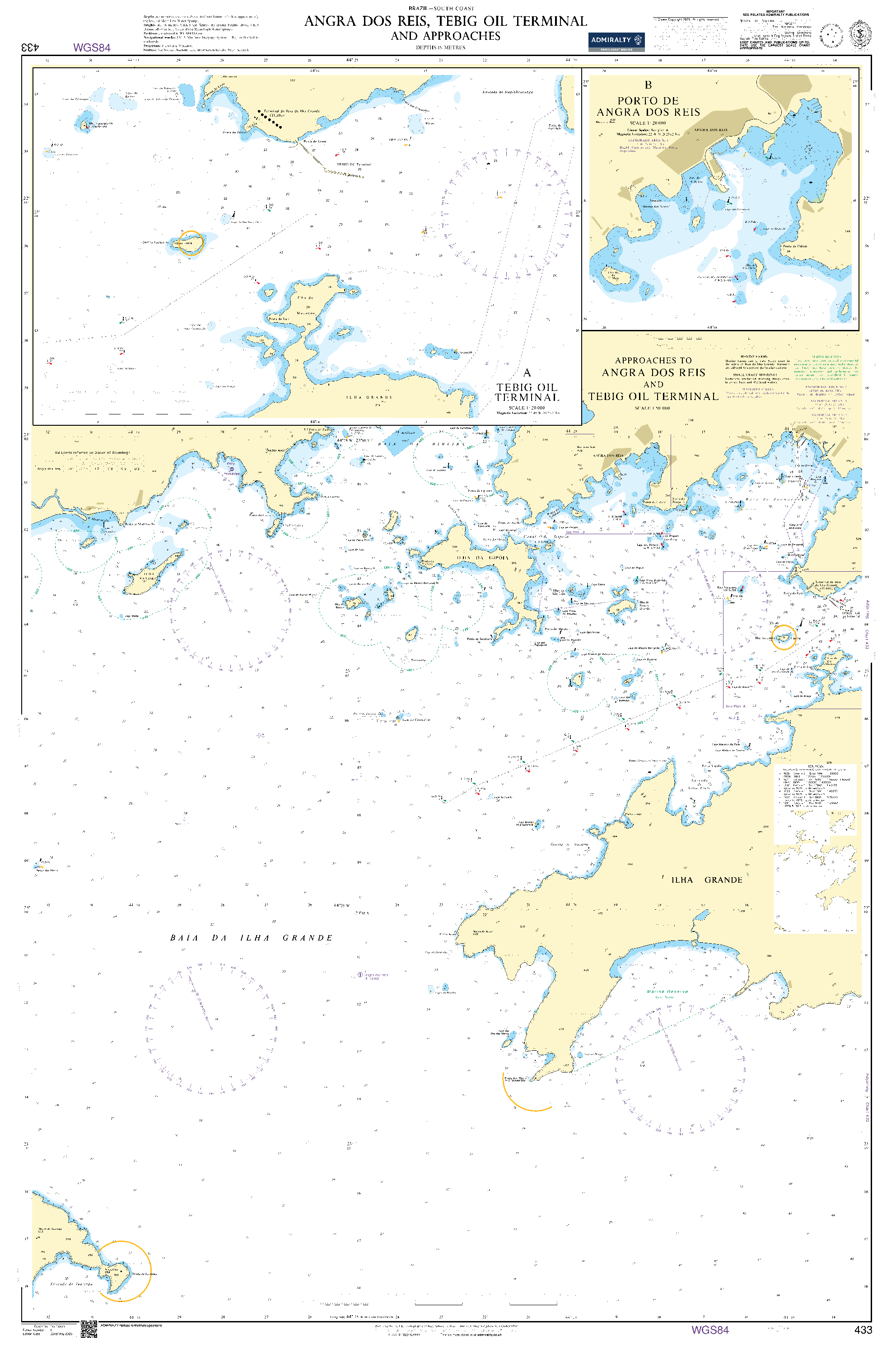 British Admiralty Nautical Chart 433: Angra dos Reis and TEBIG Oil Terminal and Approaches