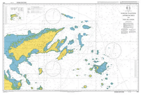 British Admiralty Nautical Chart 440: North Eastern Approaches to Fiji Islands
