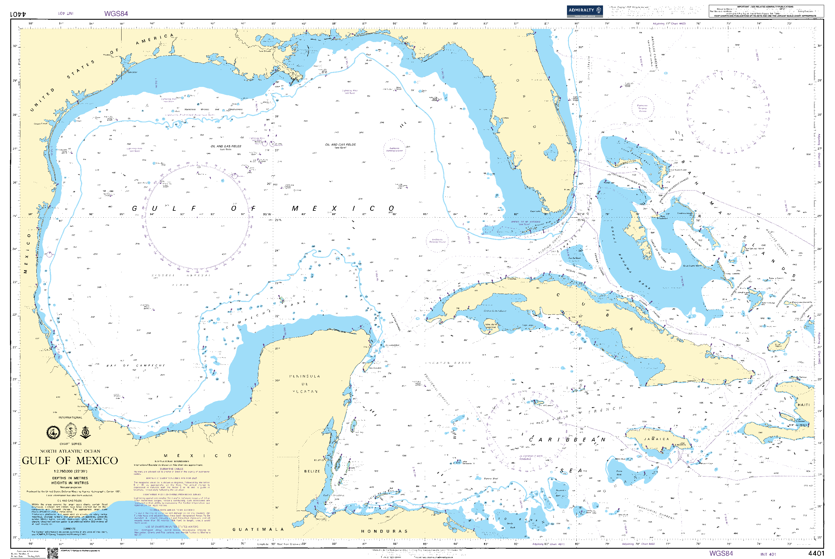 British Admiralty Nautical Chart 4401: Gulf of Mexico