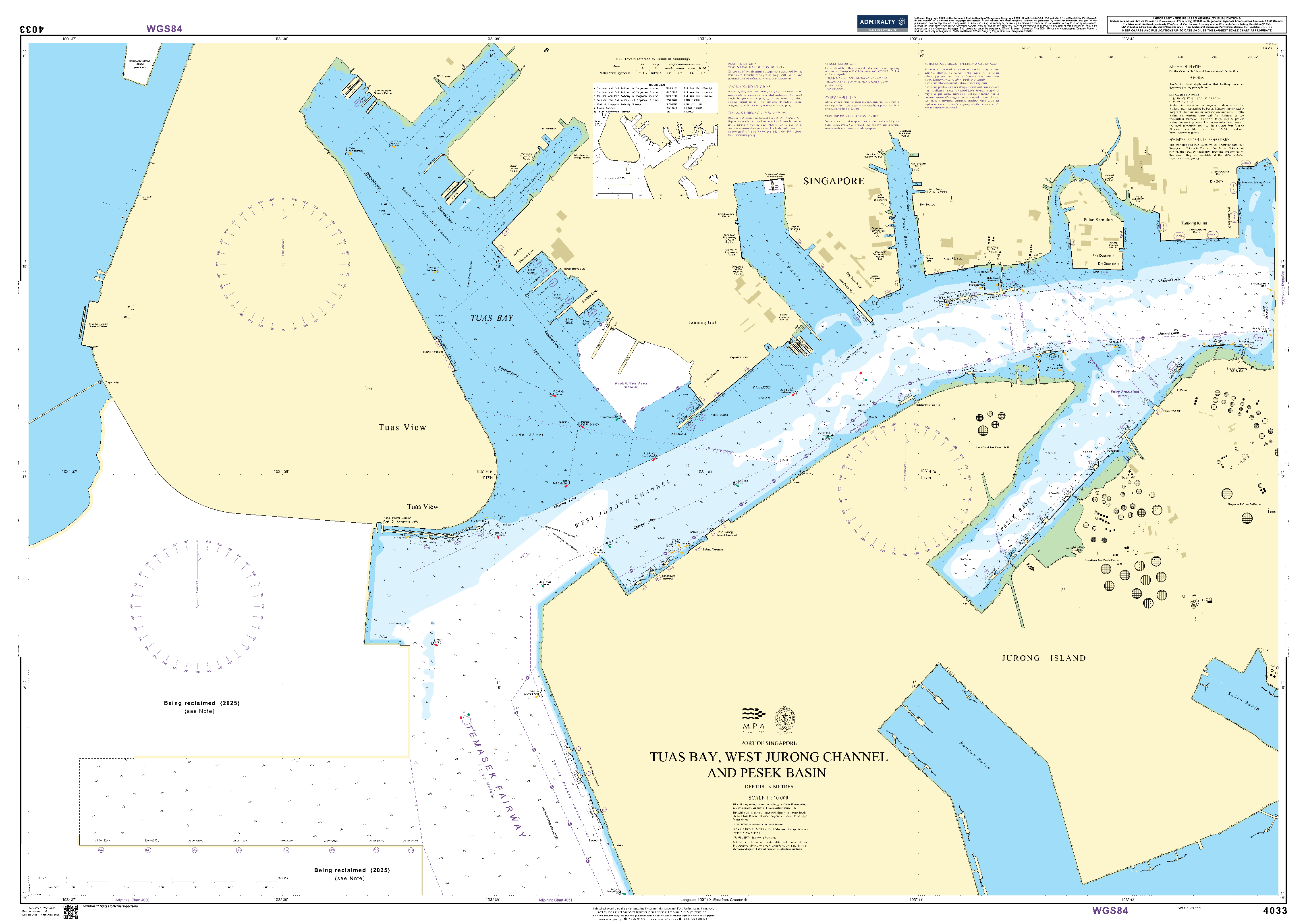 British Admiralty Nautical Chart 4403: Port of Singapore, Tuas Bay, West Jurong Channel and Pesek Basin