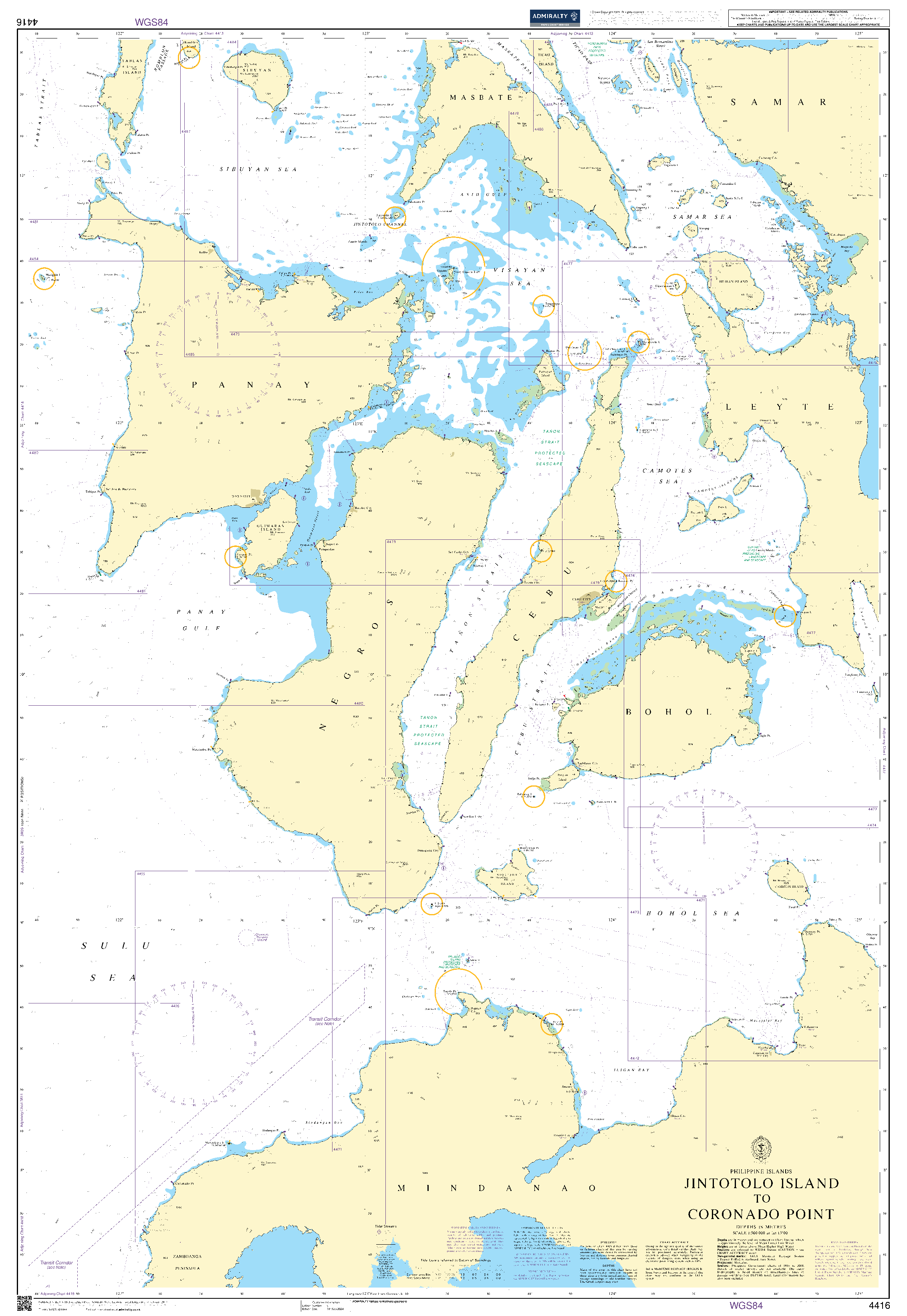 British Admiralty Nautical Chart 4416: Jintotolo Island to Coronado Point