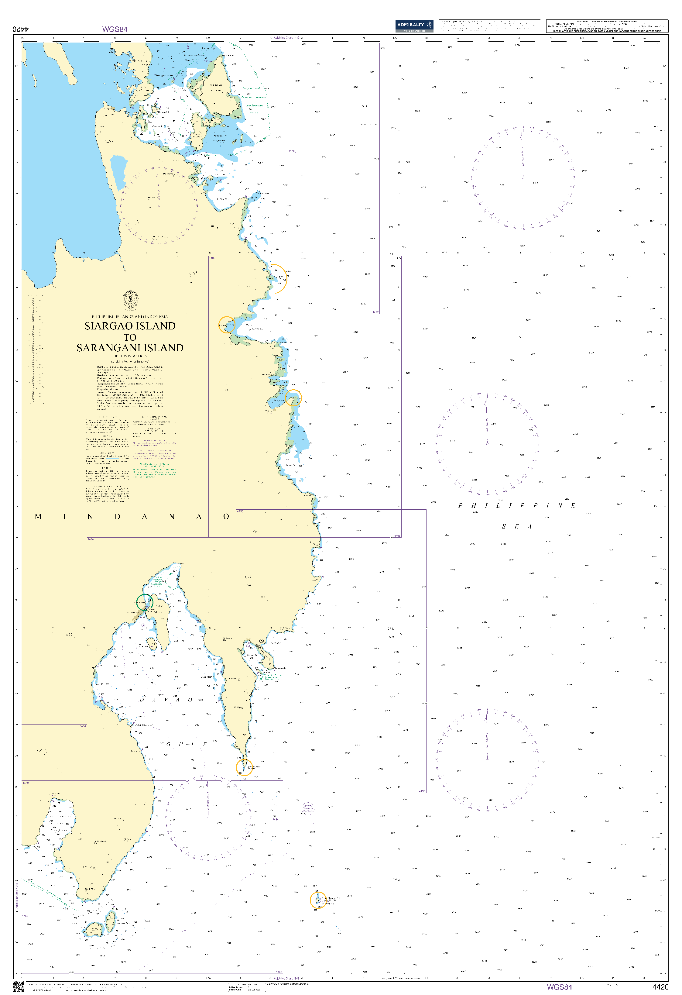 British Admiralty Nautical Chart 4420: Siargao Island to Sarangani Island