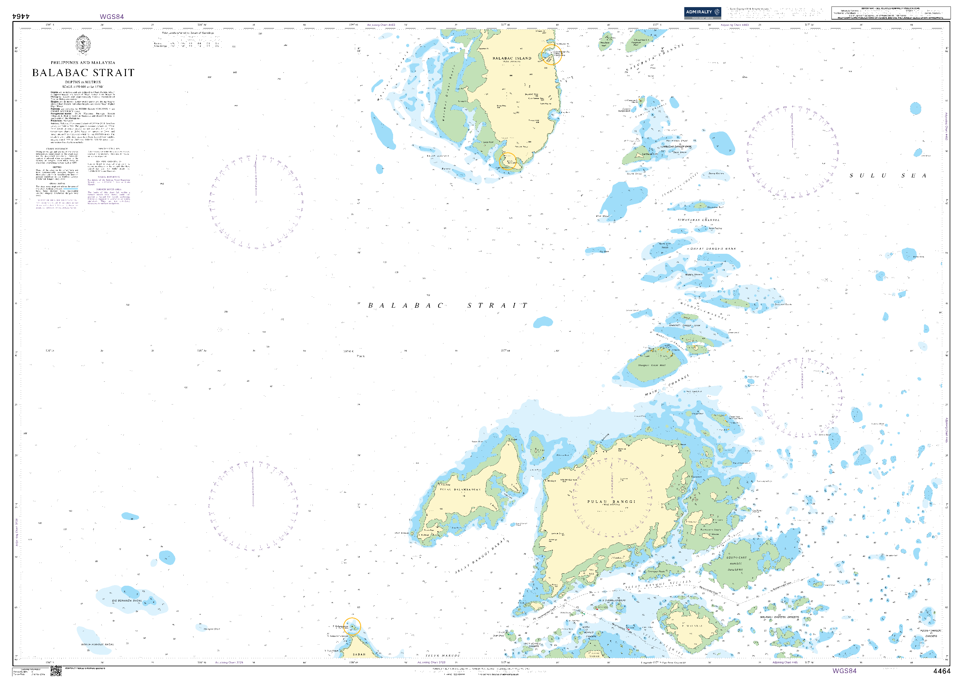 British Admiralty Nautical Chart 4464: Philippines and Malaysia, Balabac Strait