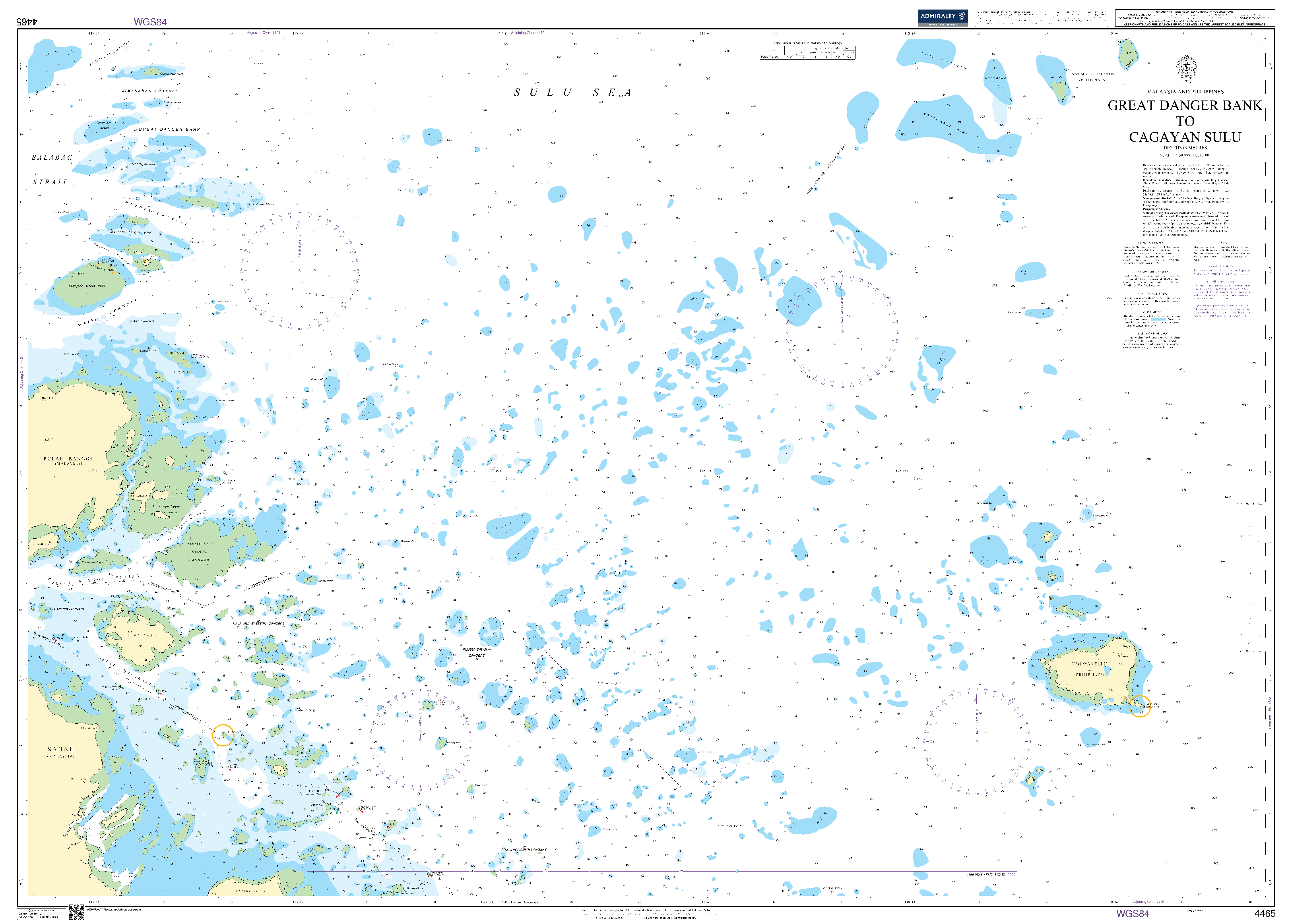 British Admiralty Nautical Chart 4465: Malaysia and Philippines, Great Danger Bank to Cagayan Sulu