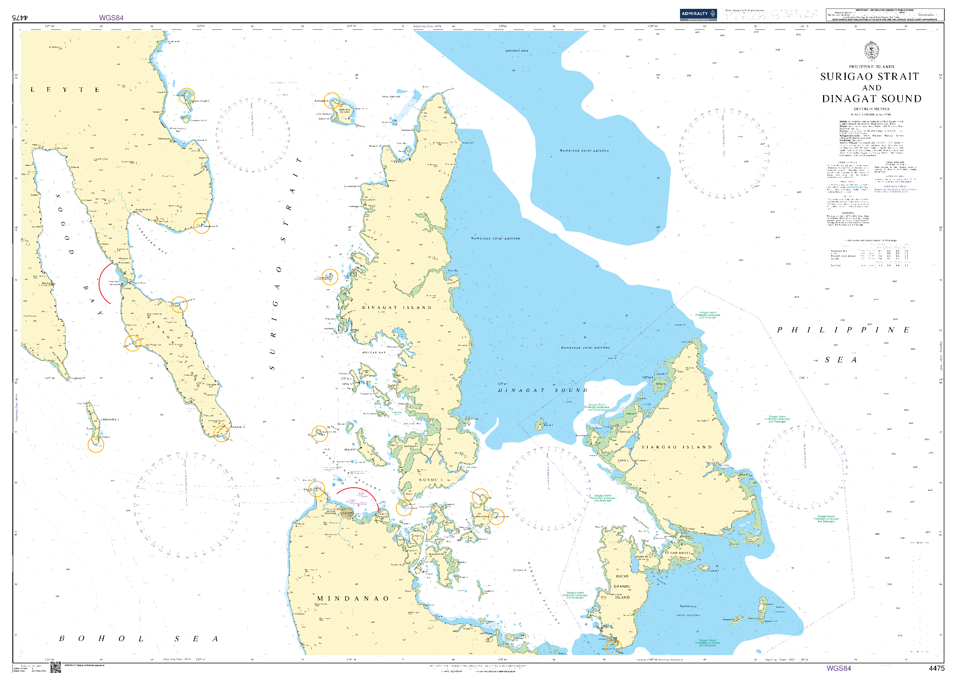 British Admiralty Nautical Chart 4475: Surigao Strait and Dinagat Sound