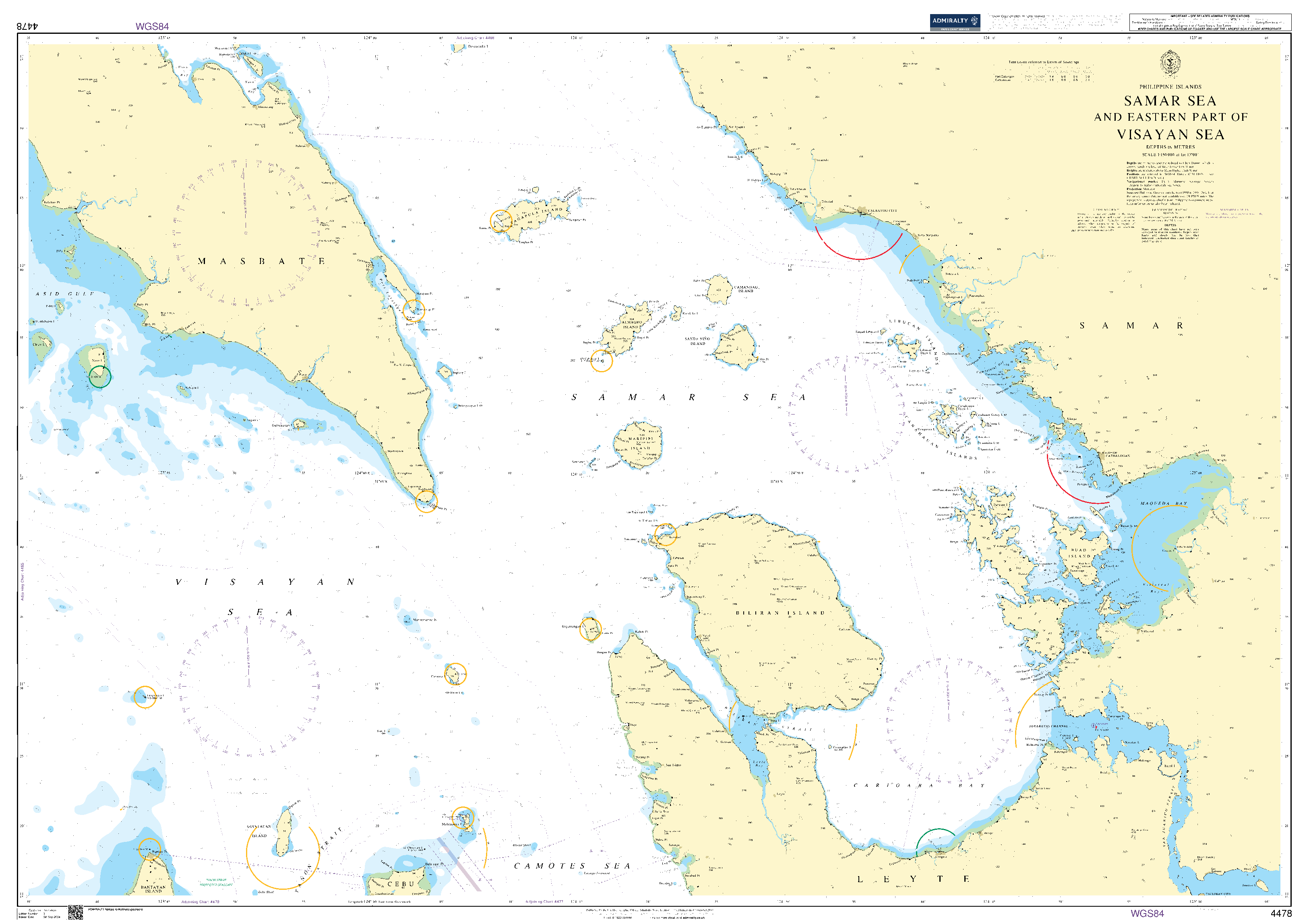 British Admiralty Nautical Chart 4478: Samar Sea and Eastern part of Visayan Sea