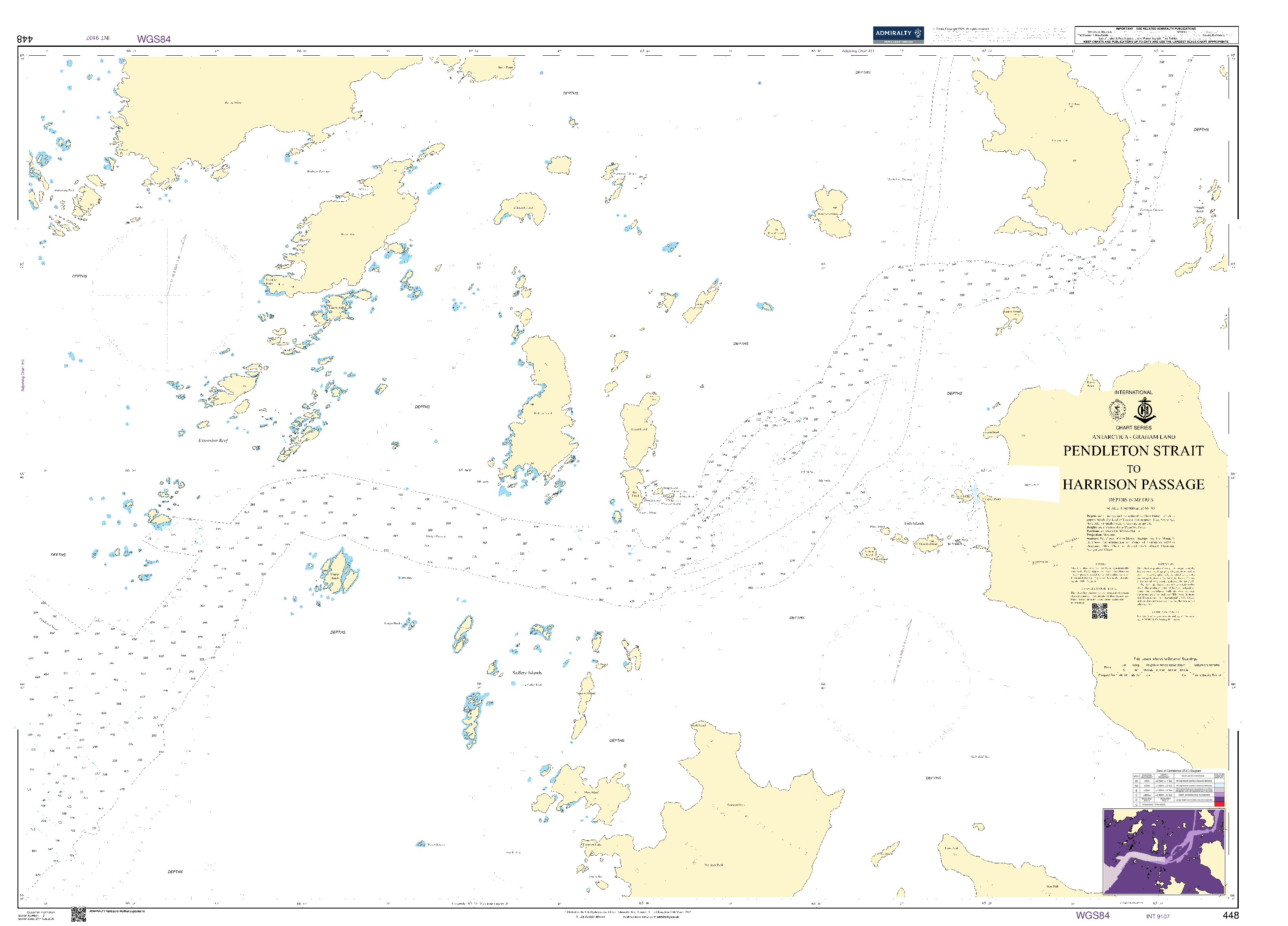 British Admiralty Nautical Chart 448: Antarctica - Graham Land, Pendleton Strait to Harrison Passage