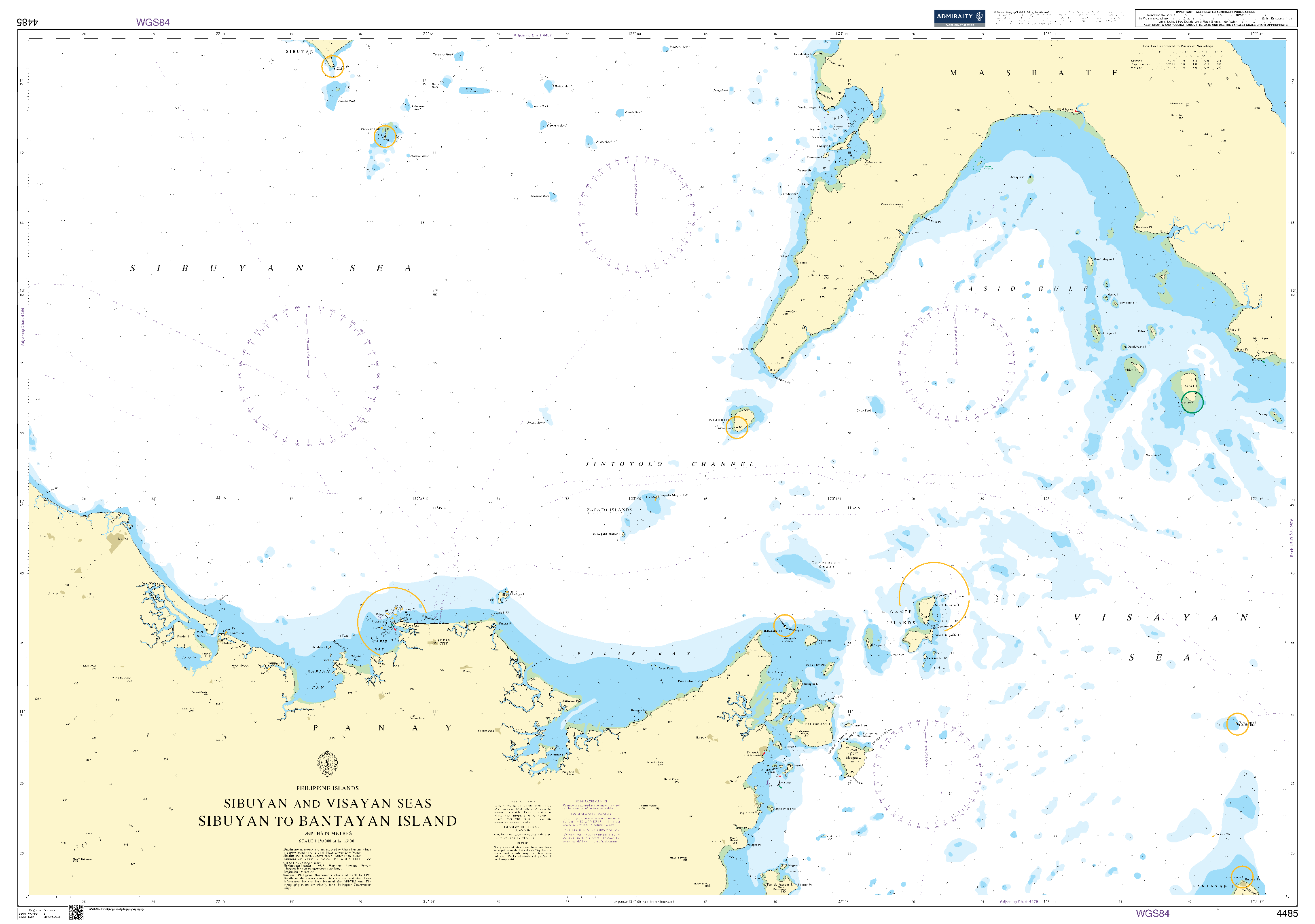 British Admiralty Nautical Chart 4485: Sibuyan and Visayan Seas, Sibuyan to Bantayan Island