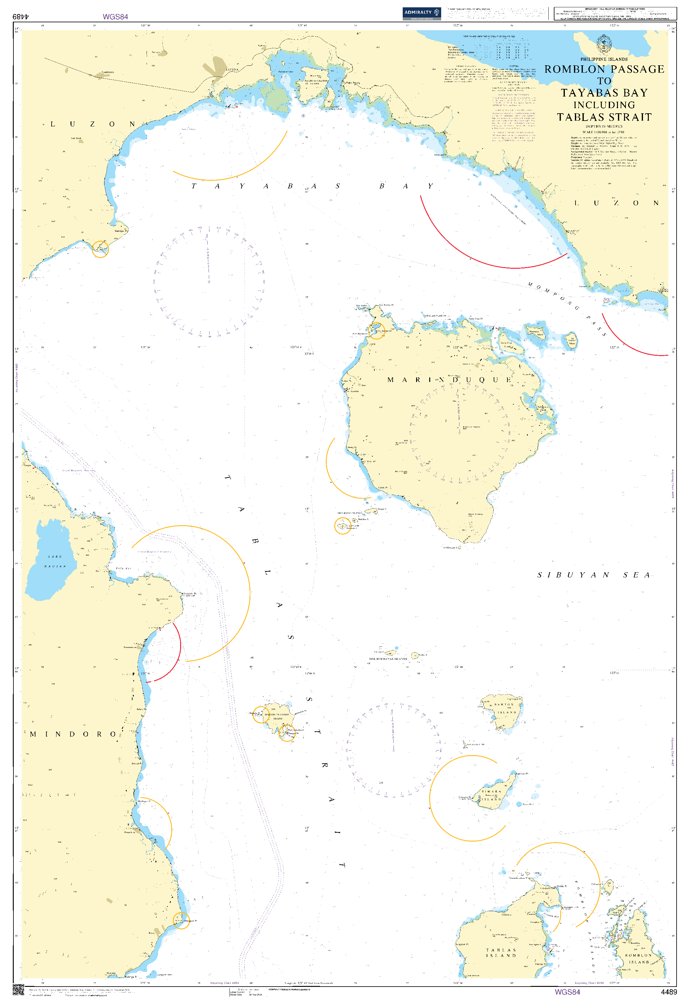 British Admiralty Nautical Chart  4489: Romblon Passage to Tayabas Bay including Tablas Strait
