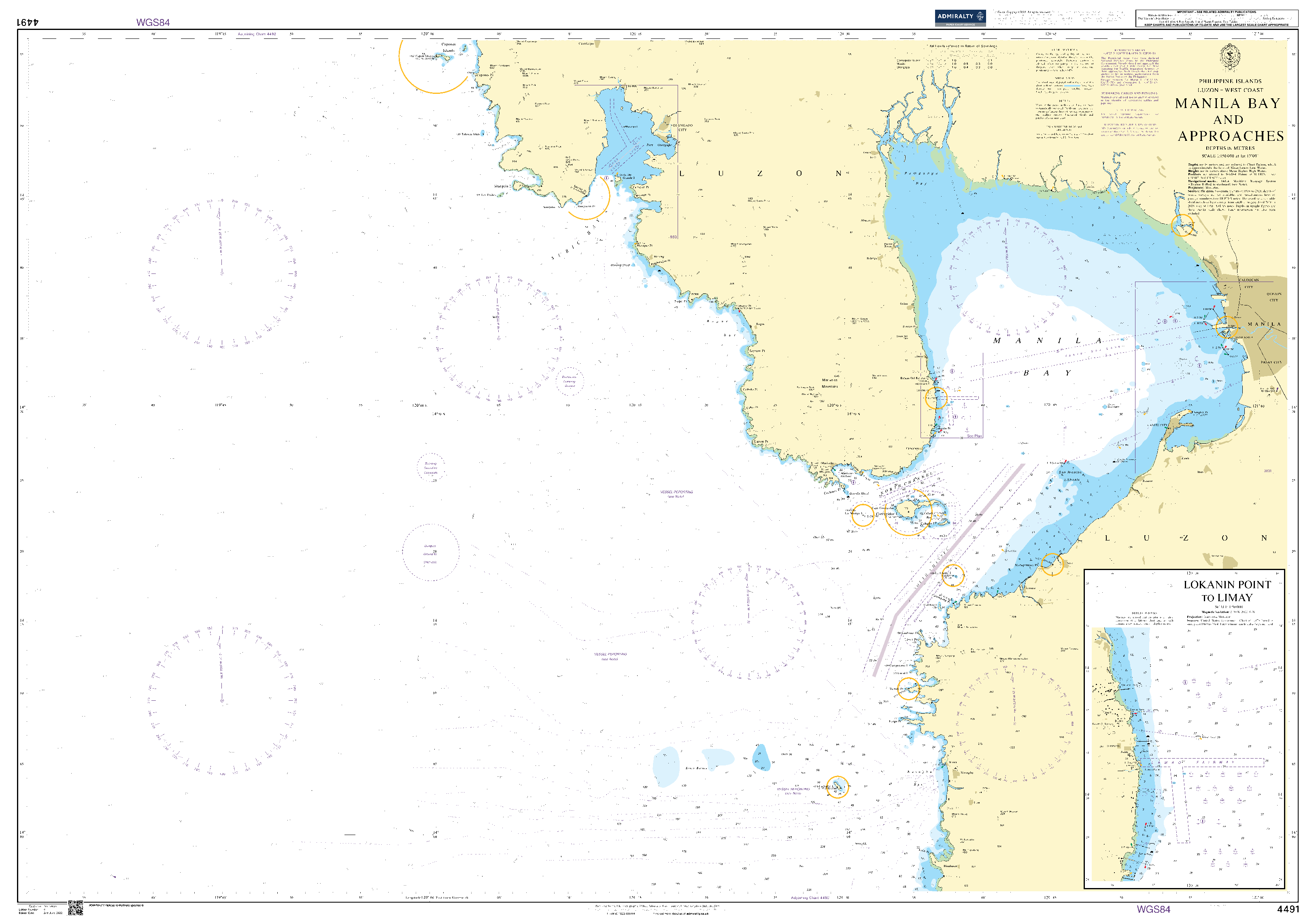 British Admiralty Nautical Chart 4491: Manila Bay and Approaches