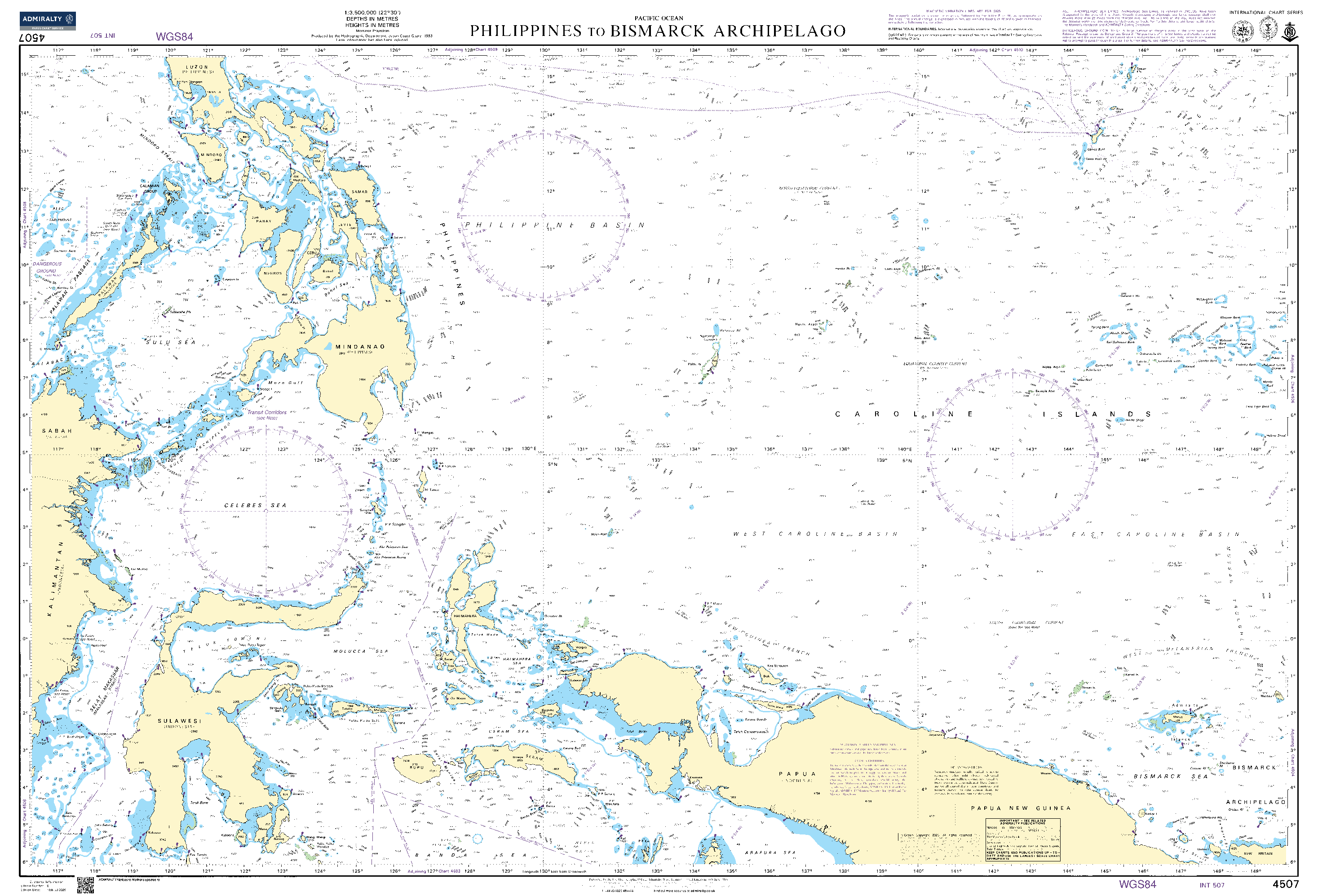 British Admiralty Nautical Chart 4507: Philippines to Bismarck Archipelago