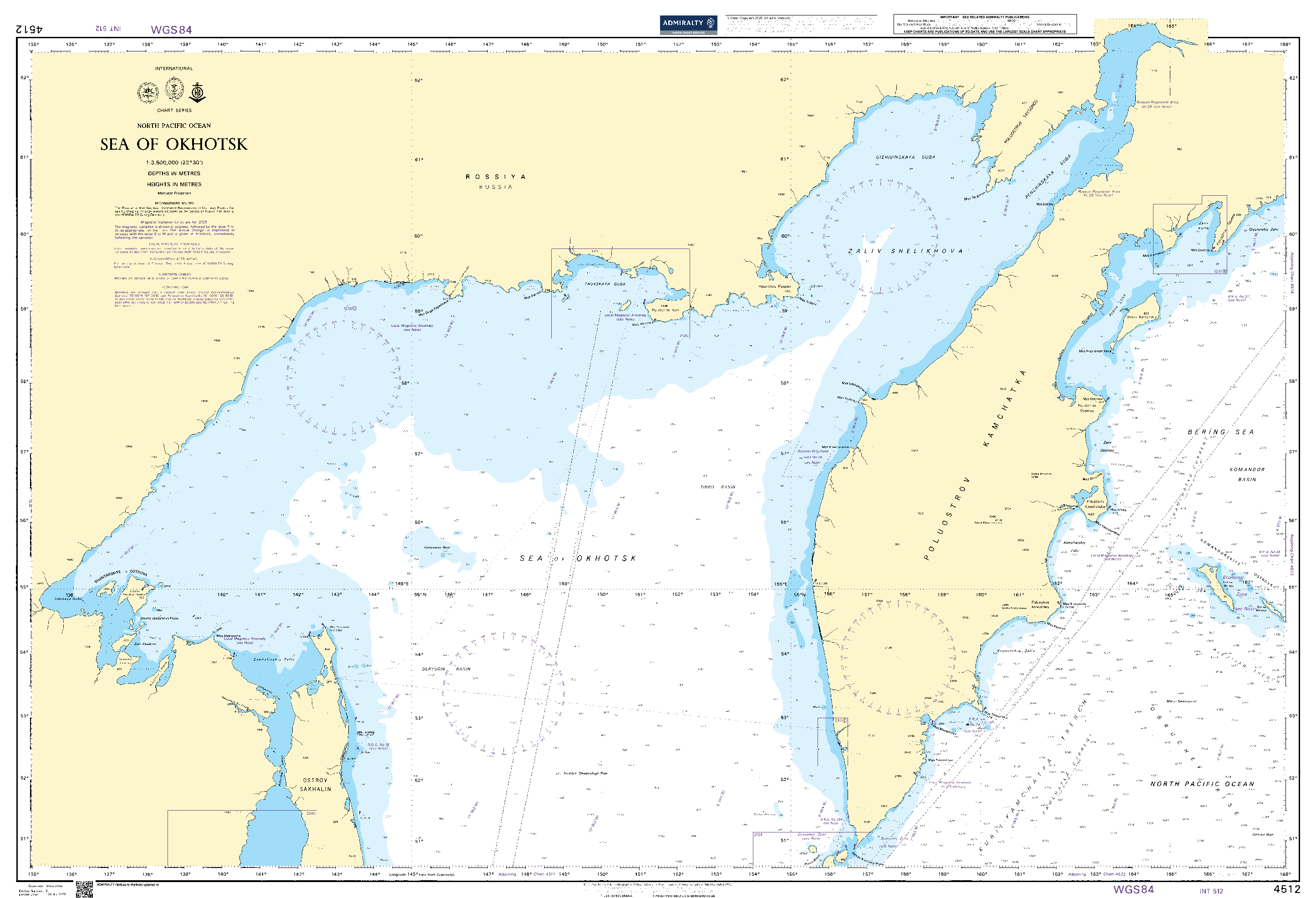 British Admiralty Nautical Chart 4512: Sea of Okhotsk