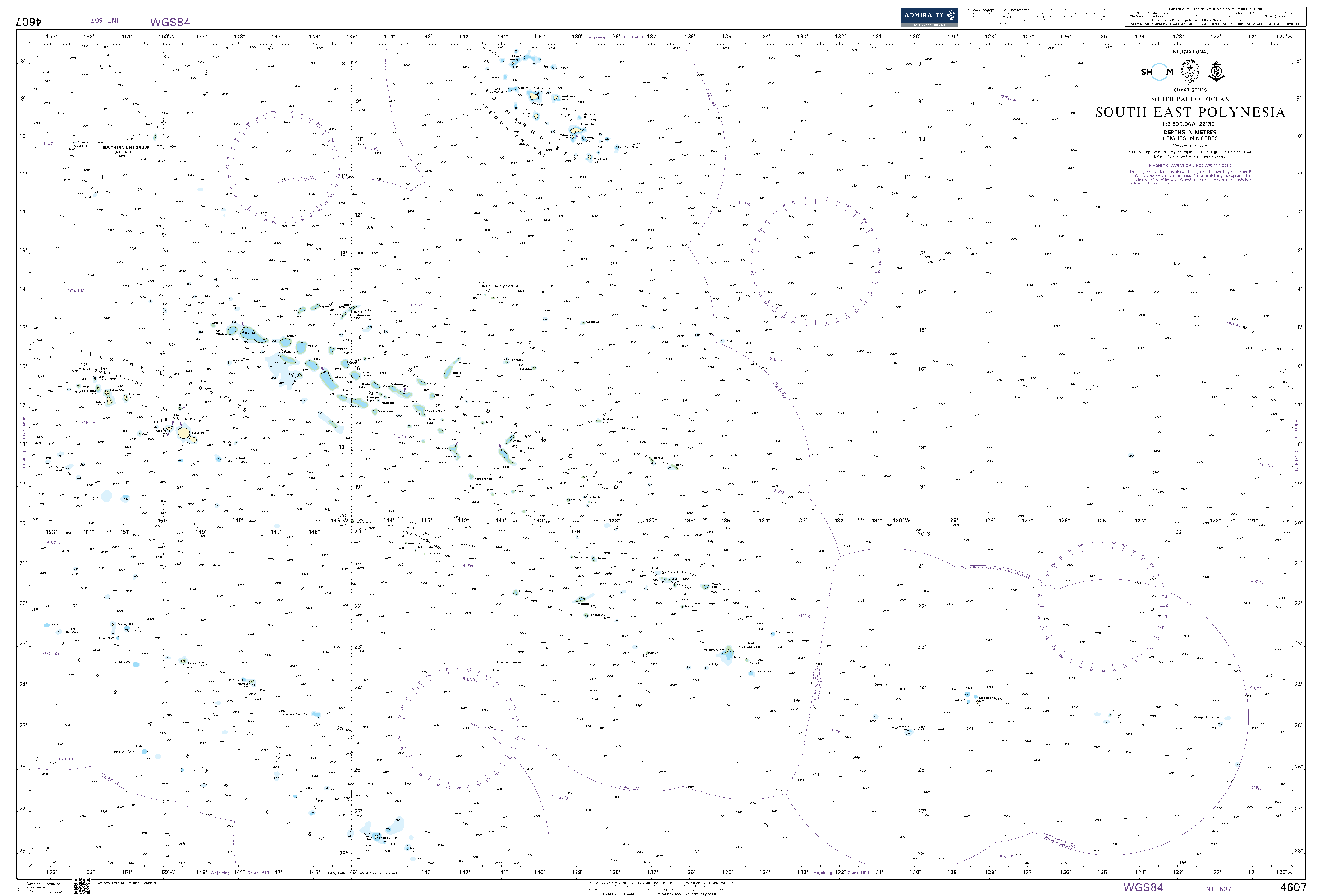 British Admiralty Nautical Chart 4607: outh Pacific Ocean, South East Polynesia