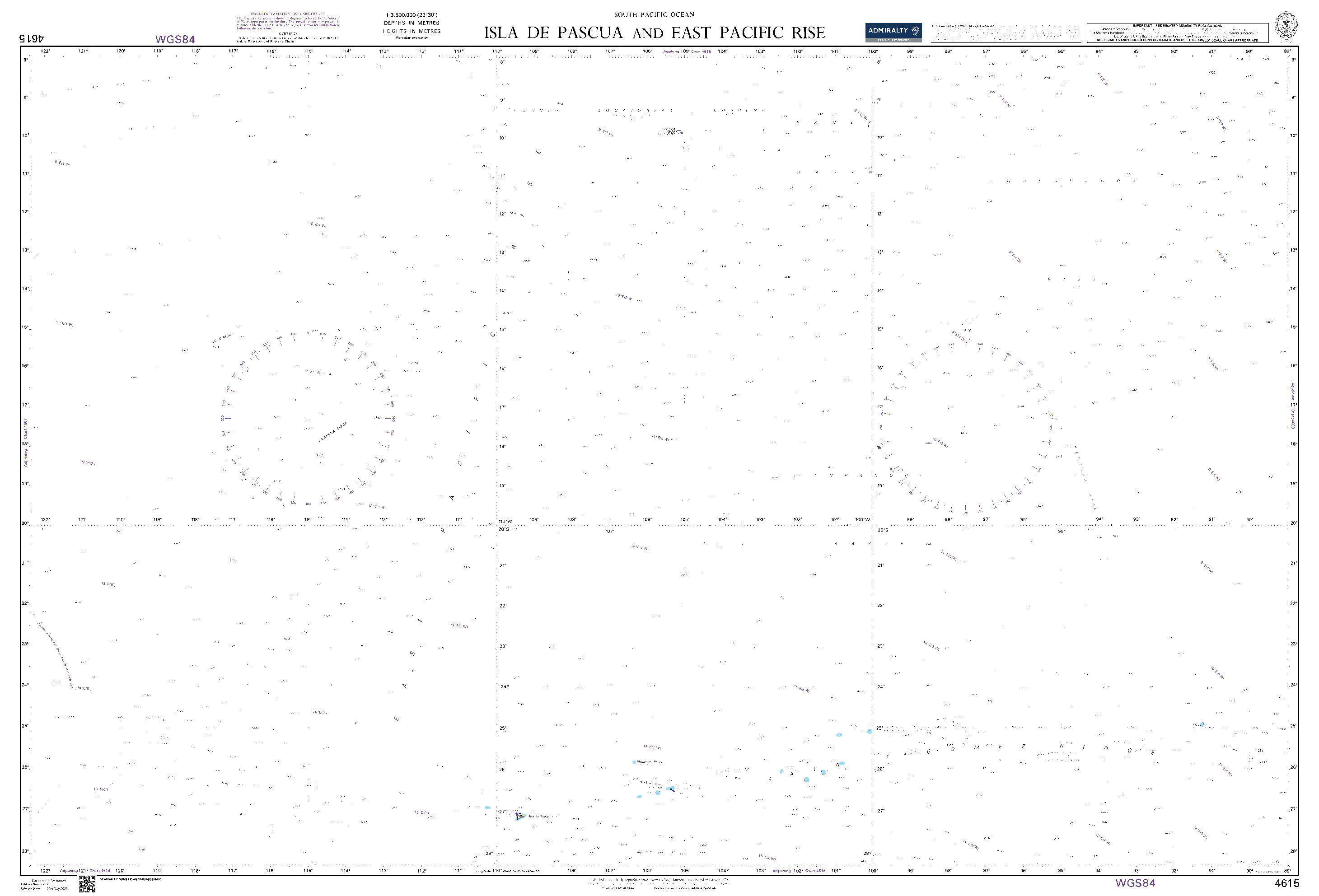 British Admiralty Nautical Chart 4615: Isla de Pascua and East Pacific Rise