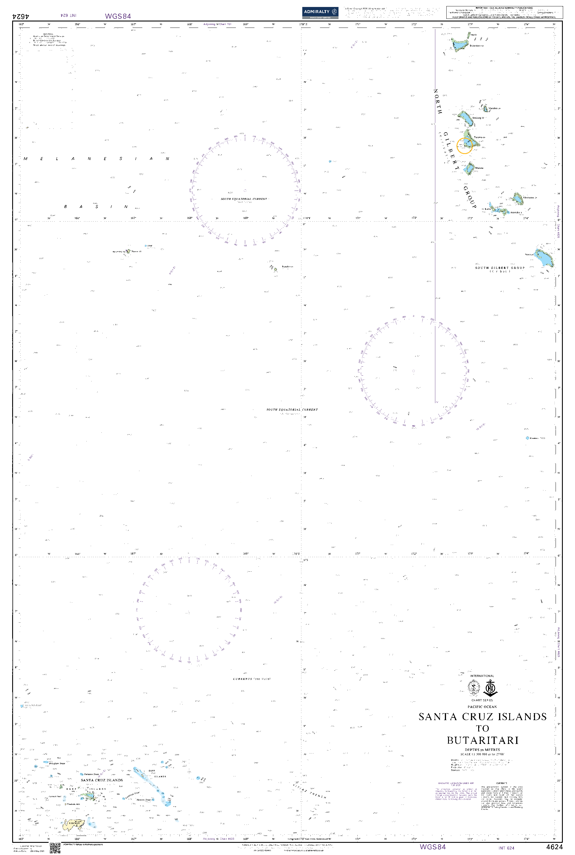 British Admiralty Nautical Chart 4624: Santa Cruz Islands to Butaritari