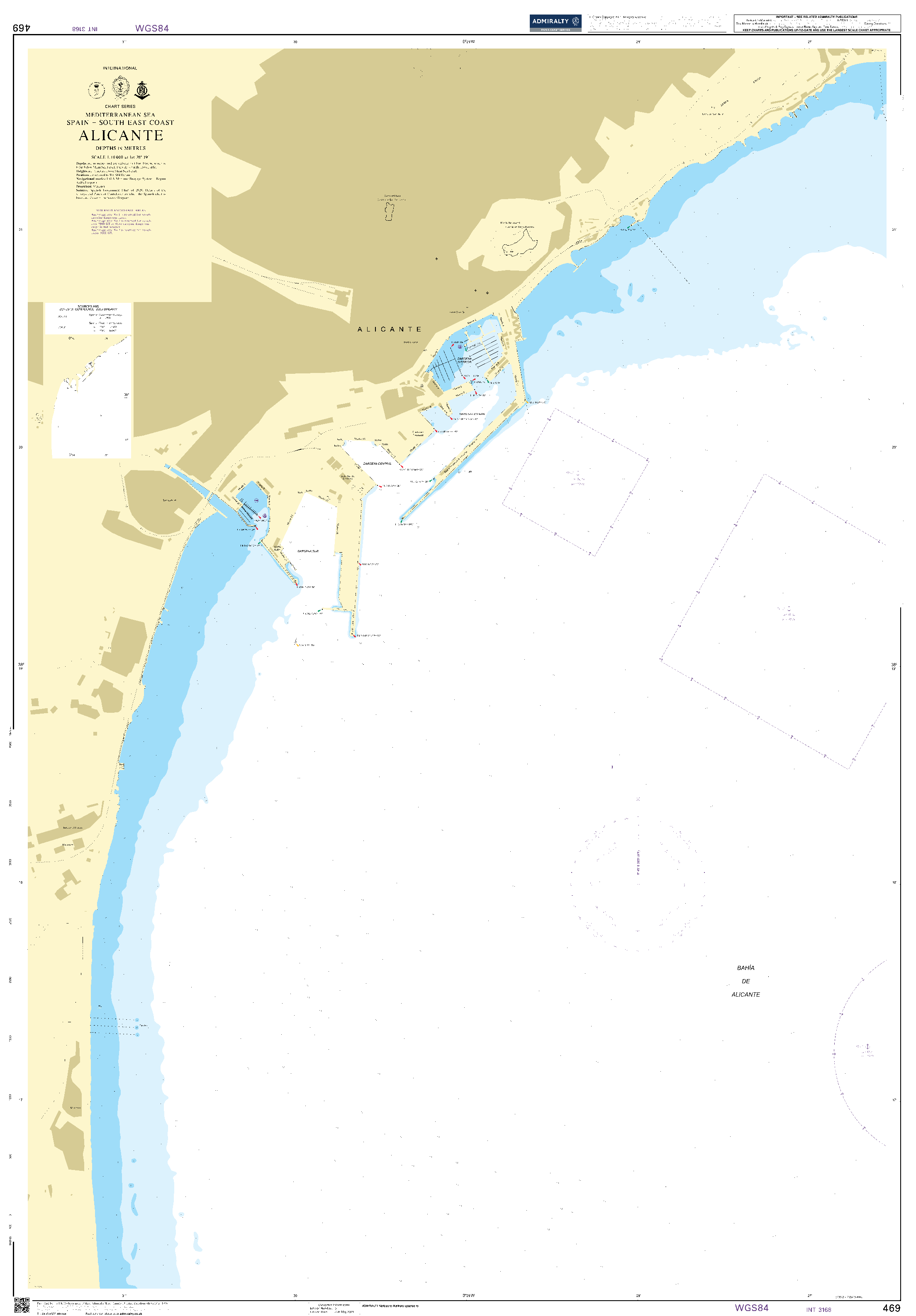 British Admiralty Nautical Chart 469: Alicante