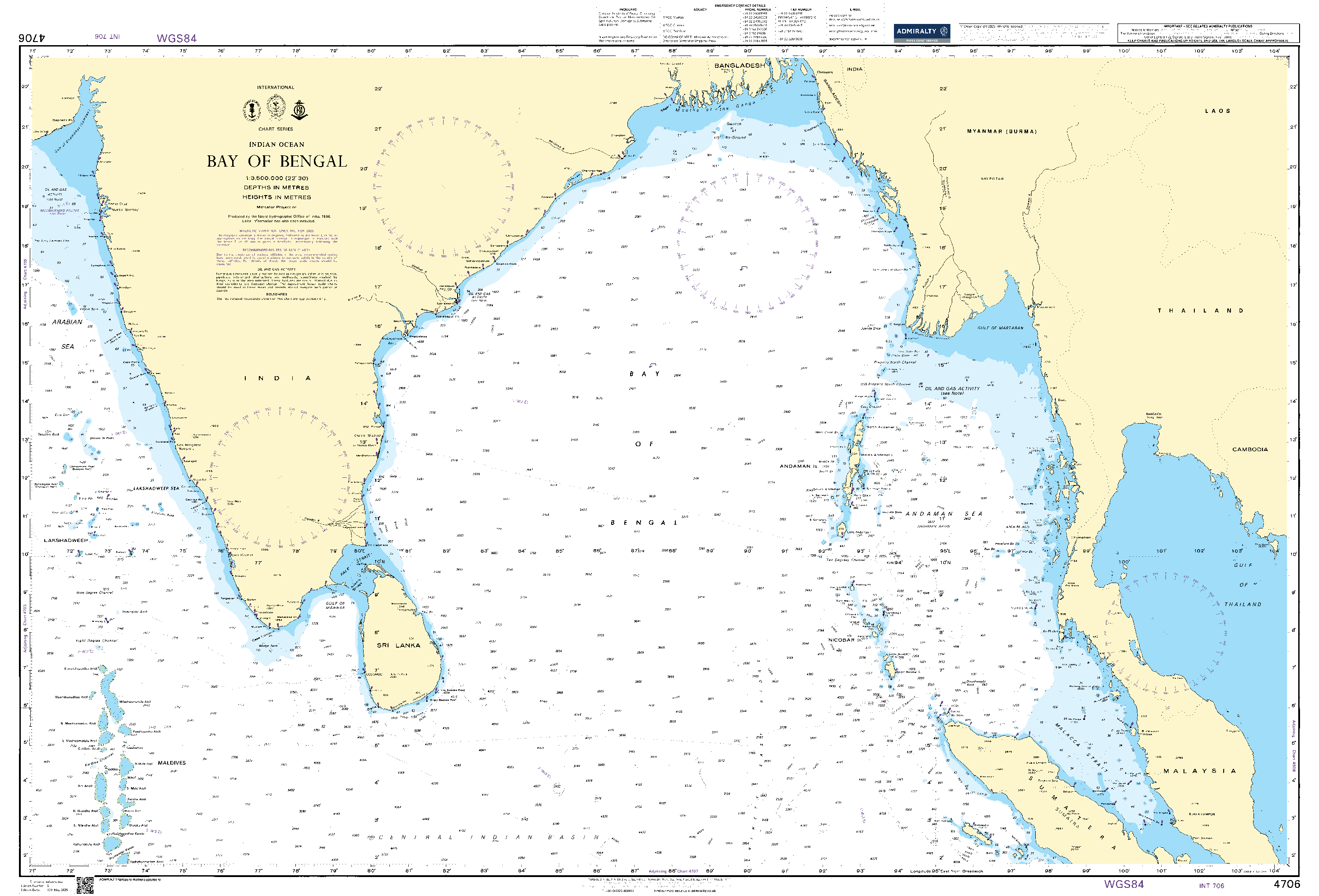British Admiralty Nautical Chart  4706: Bay of Bengal