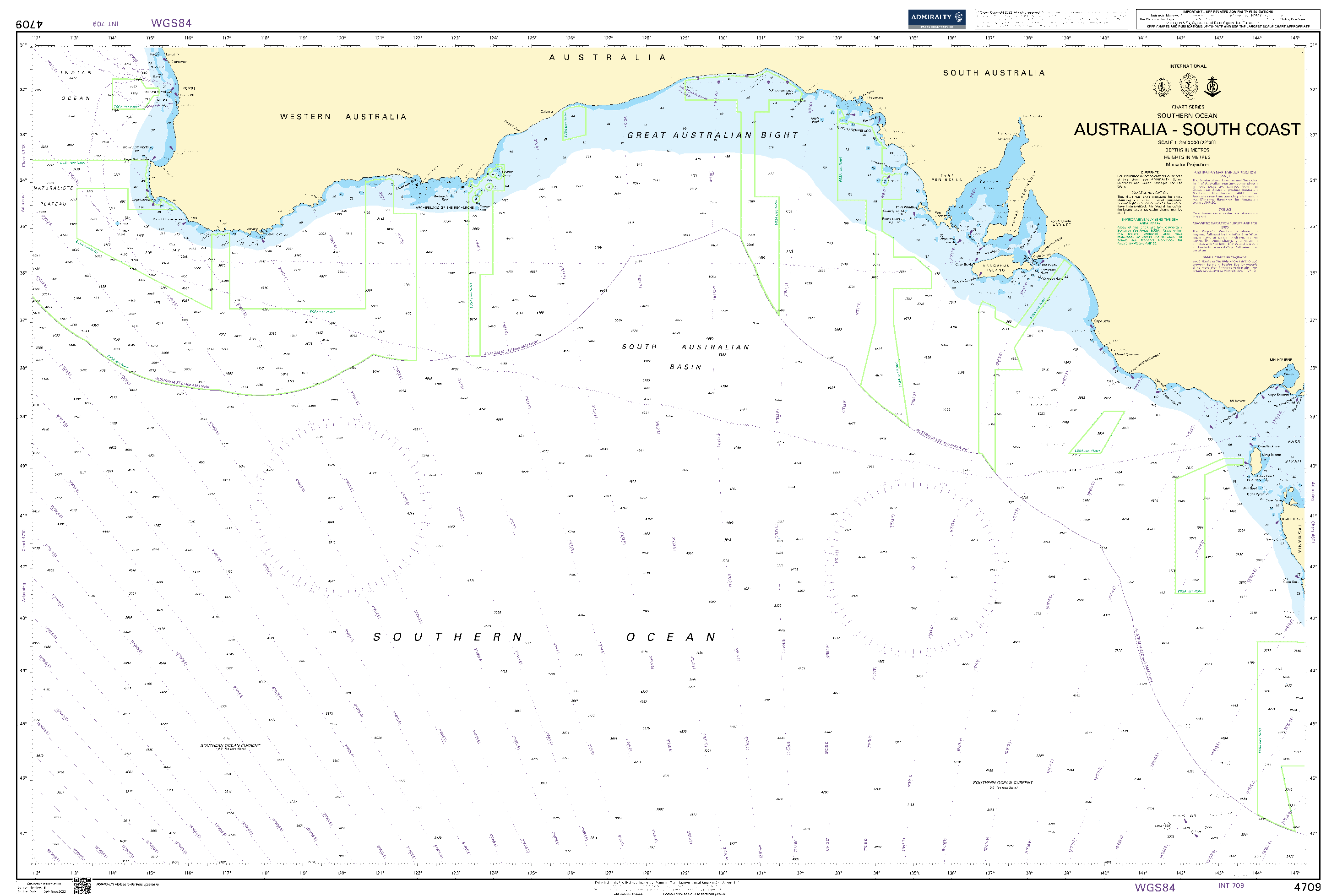 British Admiralty Nautical Chart  4709: Australia, South Coast