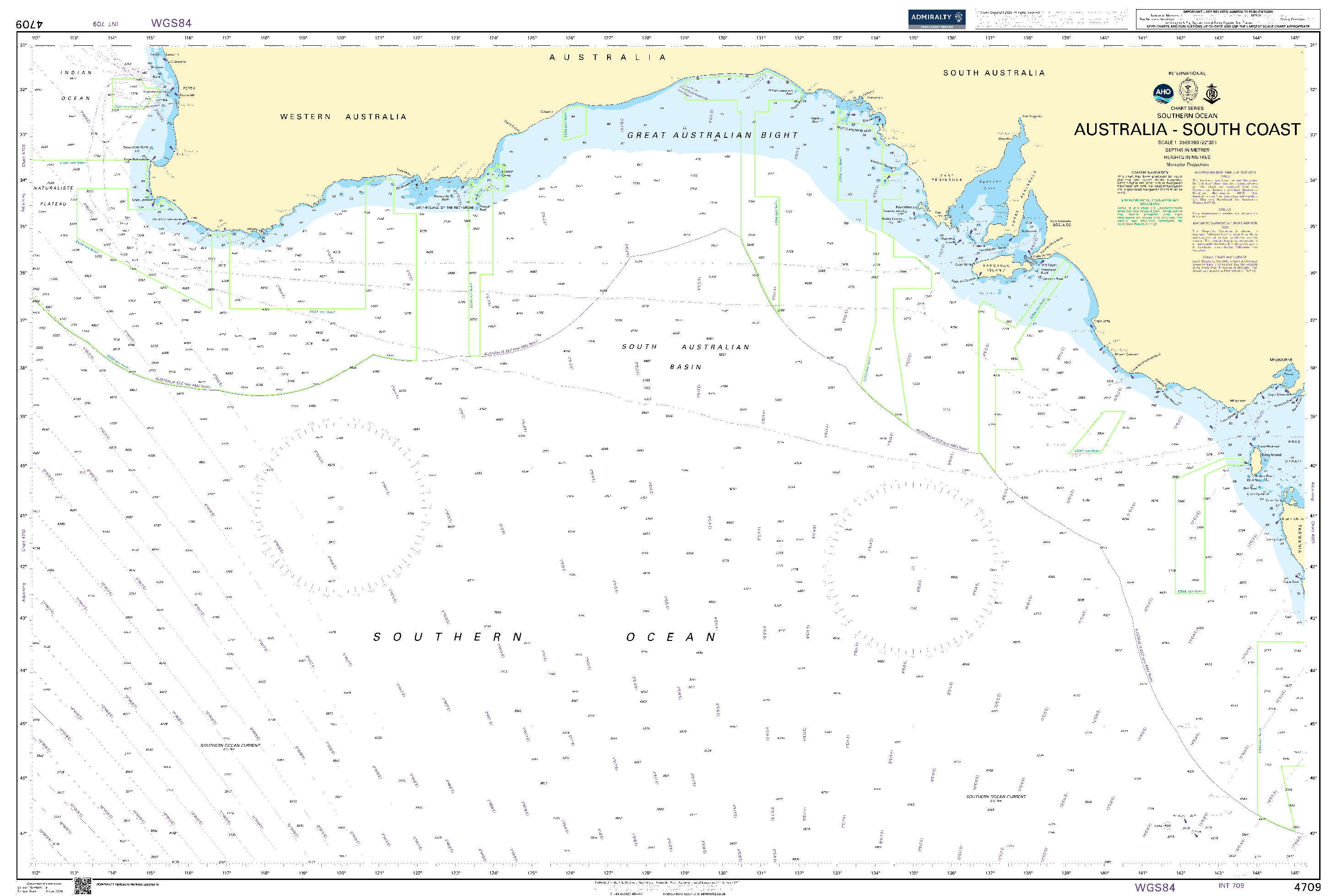 British Admiralty Nautical Chart  4709: Australia, South Coast