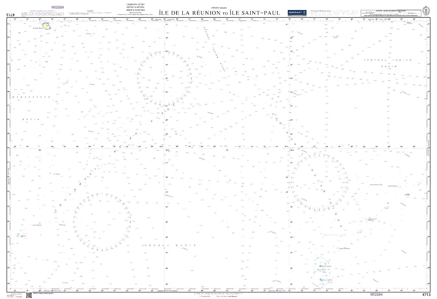 British Admiralty Nautical Chart 4713: Ile de la Reunion to Ile Saint ...