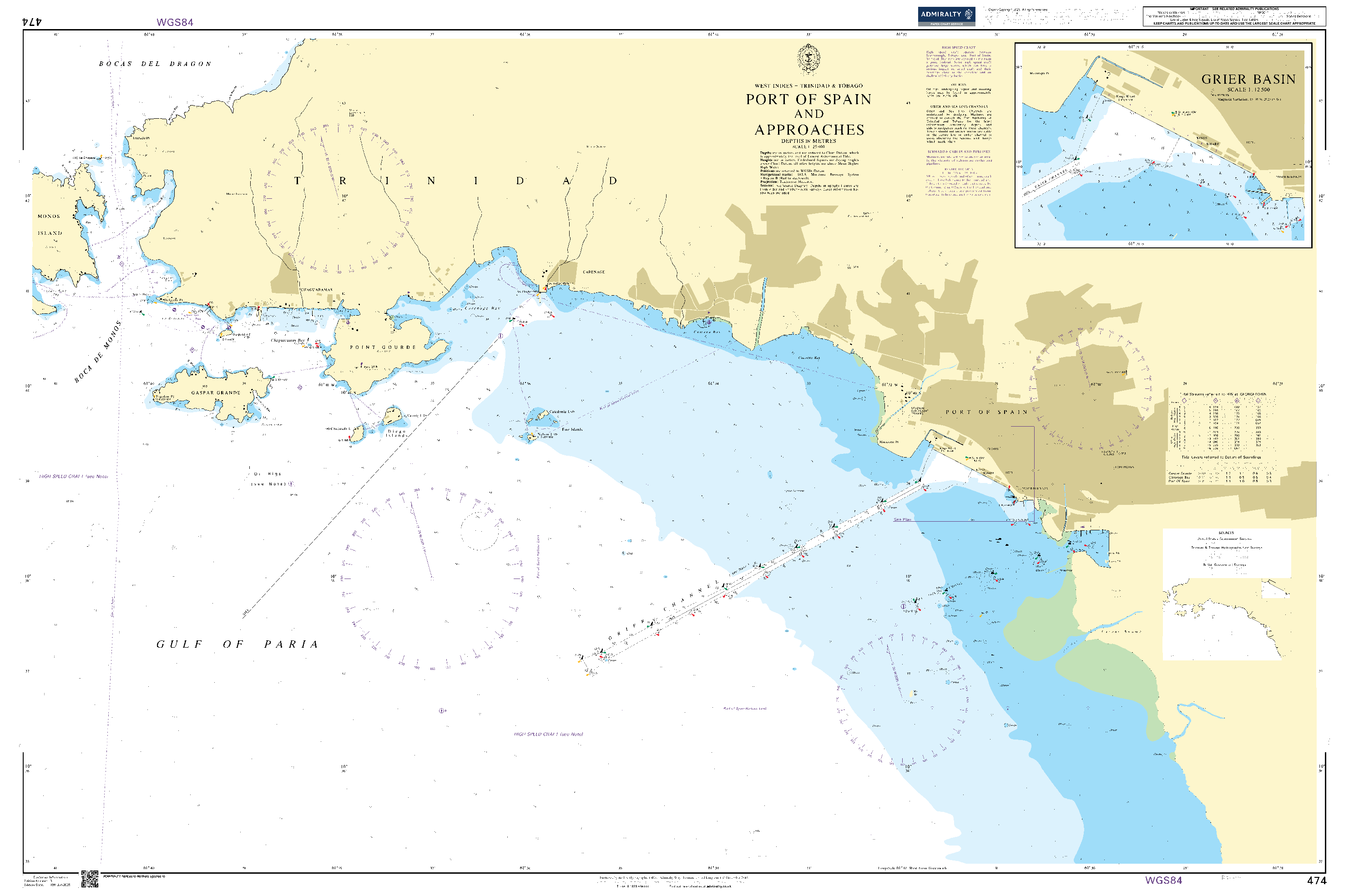 British Admiralty Nautical Chart 474: Port of Spain and Approaches