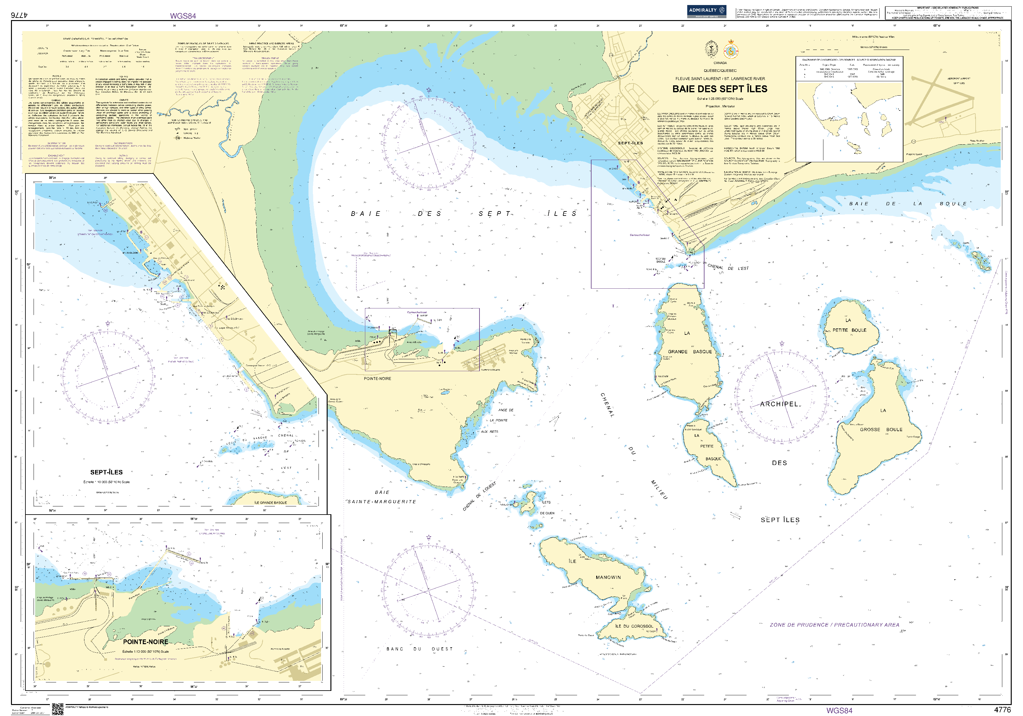 British Admiralty Nautical Chart 4776: Baie Des Sept Iles