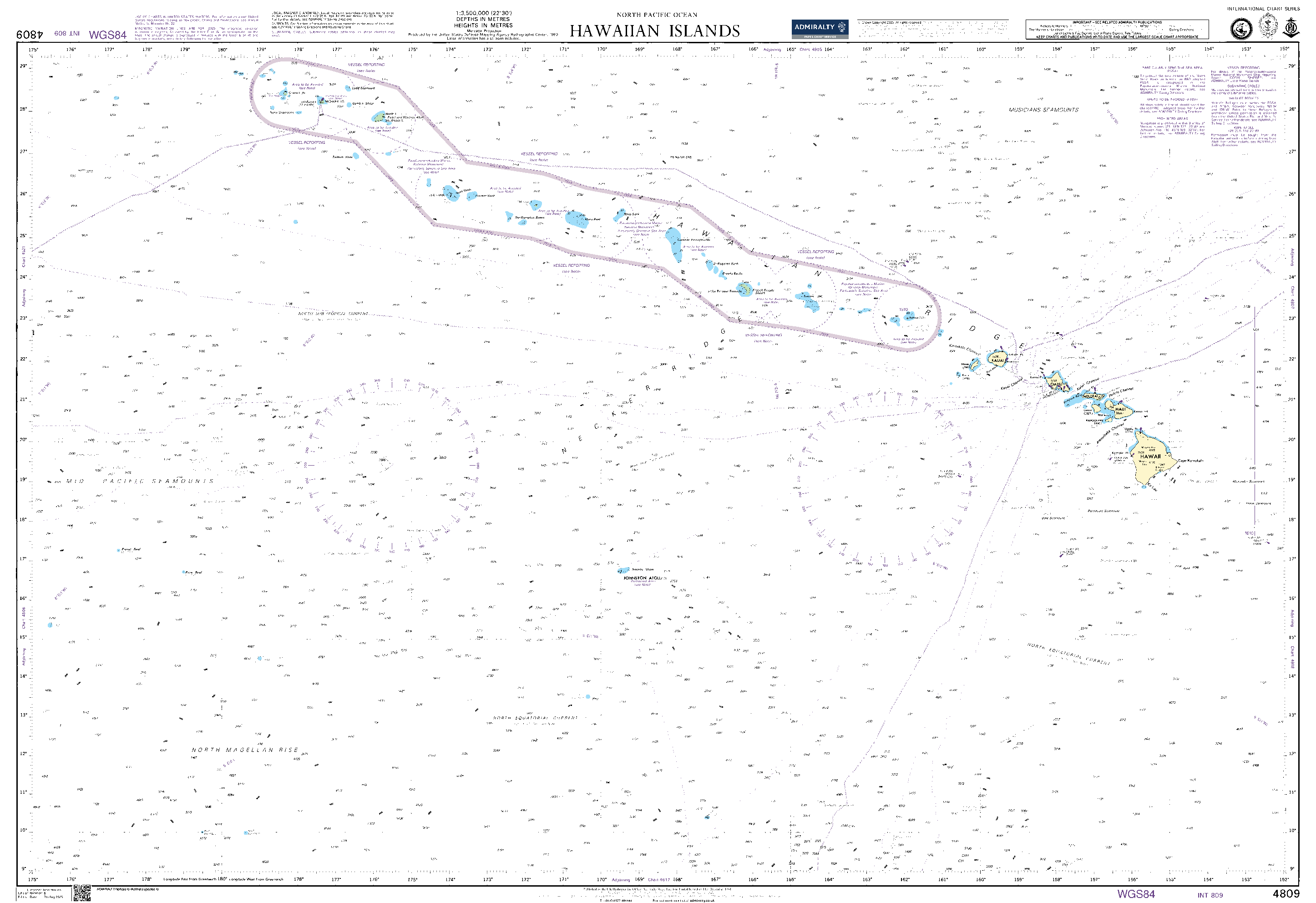 British Admiralty Nautical Chart  4809: Hawaiian Islands